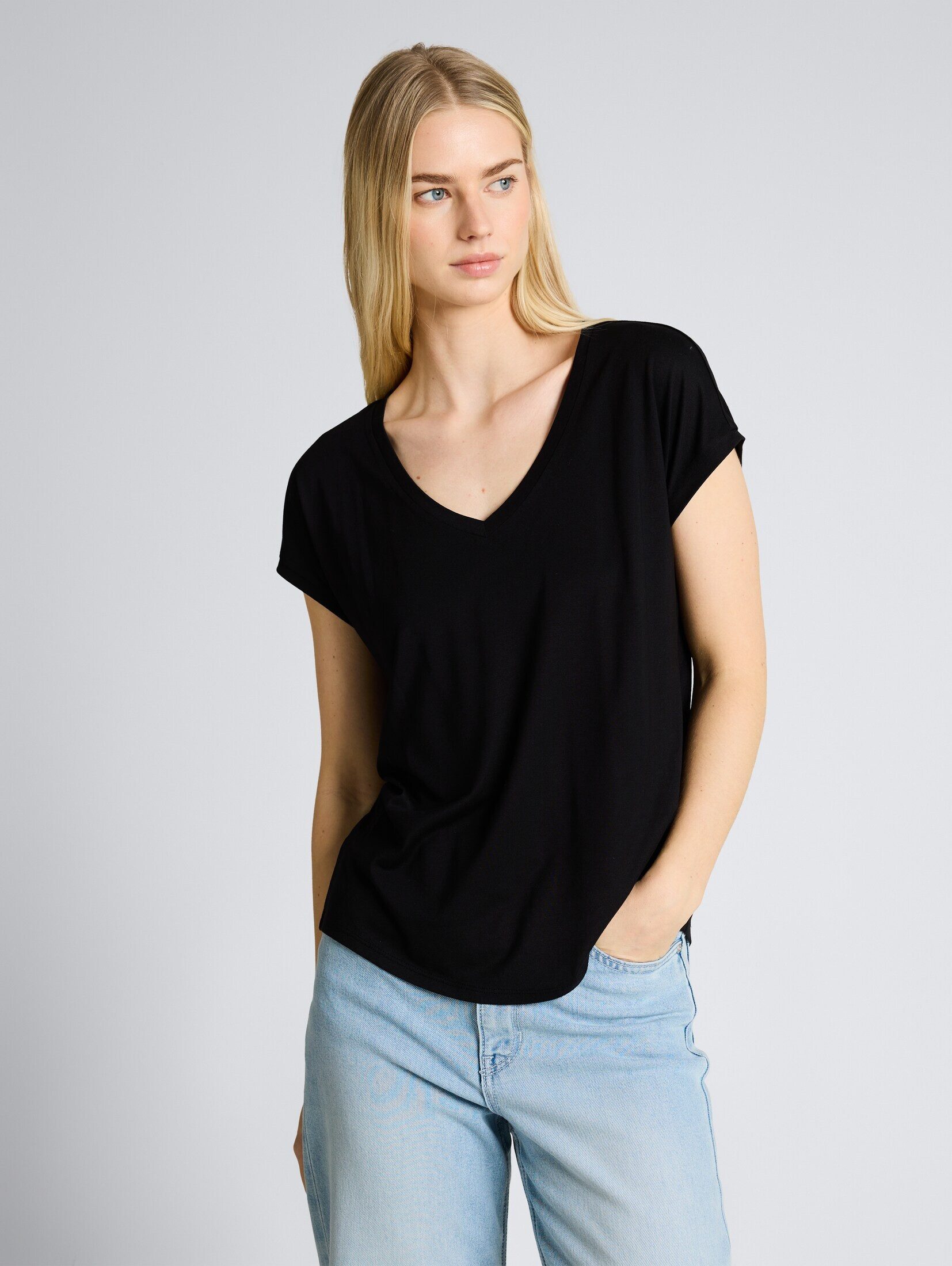 TOM TAILOR Denim T-Shirt T-Shirt T-Shirt mit V-Ausschnitt
