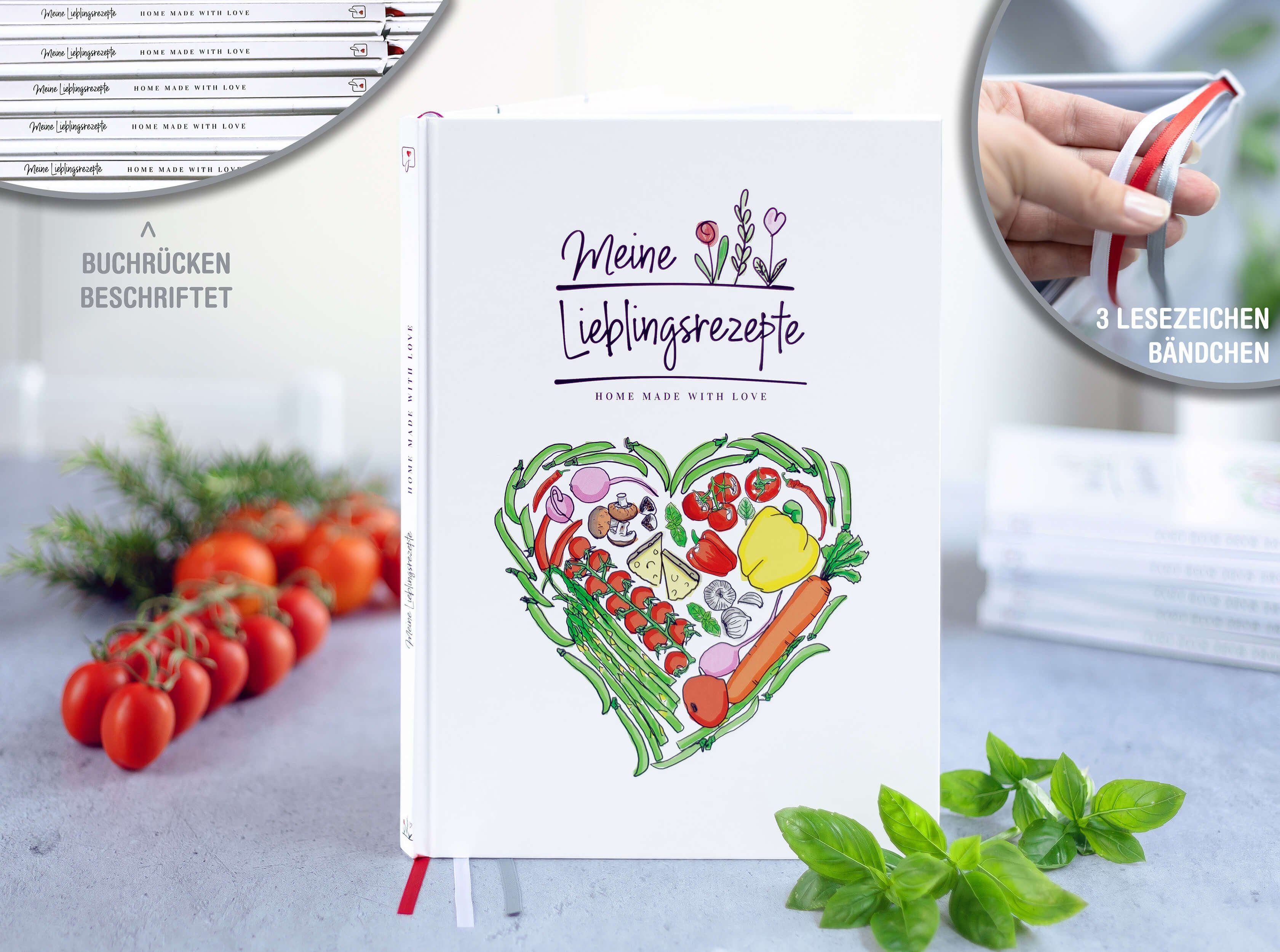 TOBJA Notizbuch Rezeptbuch zum Selberschreiben & Selbstgestalten DIN A4, Hardcover Rezepte & Backbuch - Premium DIY Buch zum freien gestalten