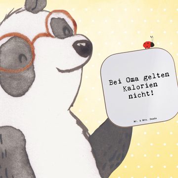 Mr. & Mrs. Panda Getränkeuntersetzer Oma Kalorienfrei - Weiß - Geschenk, Mama, Bierdeckel, Muttertag, Papa, 1-tlg., Robustes Material