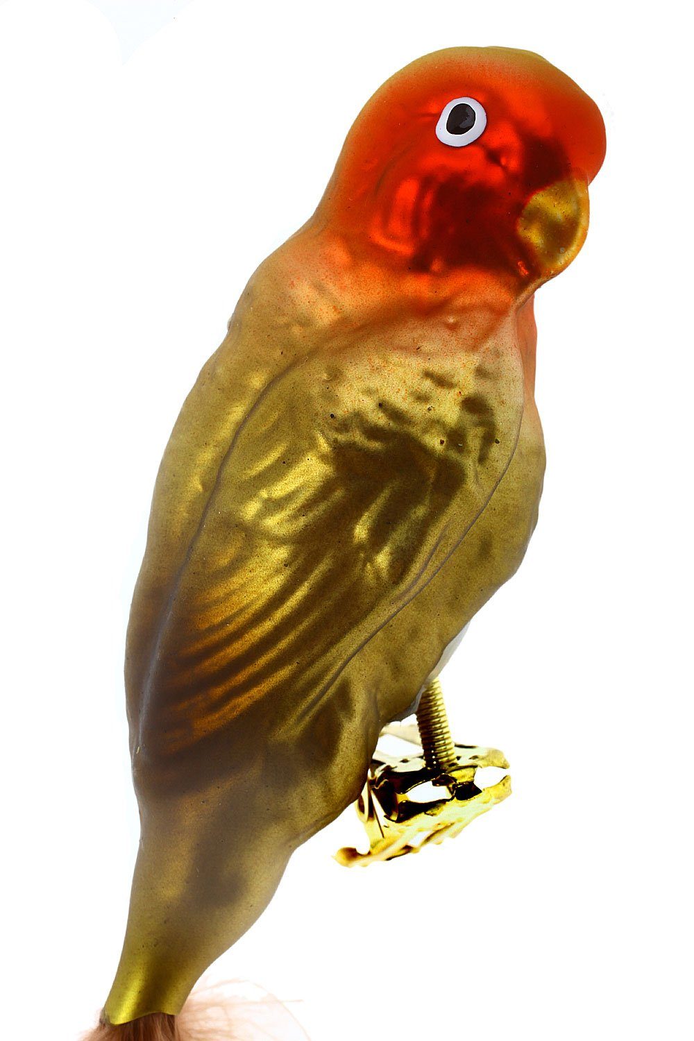- Dekohänger Erdbeerköpfchen, Papagei mundgeblasen Vogel handdekoriert Unzertrennliche Hamburger Christbaumschmuck - Weihnachtskontor