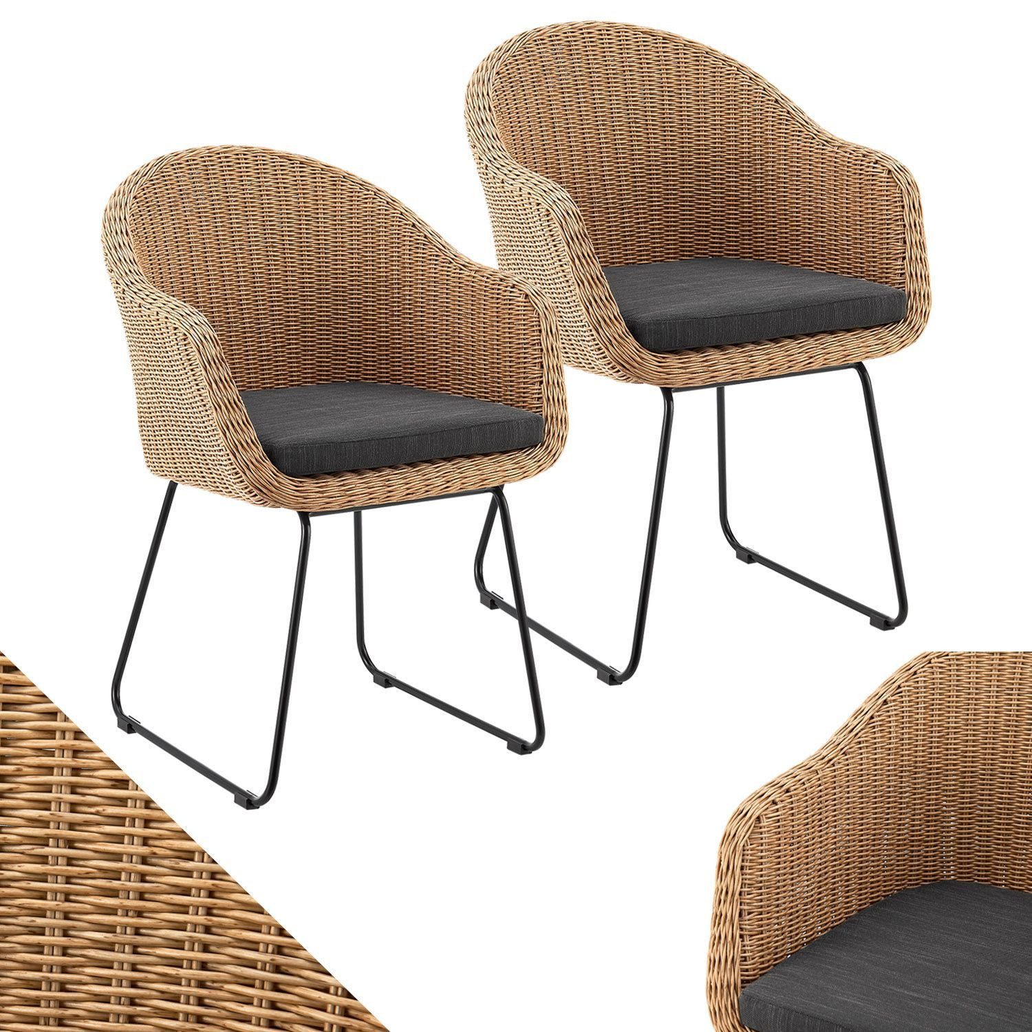 Juskys Gartenstuhl Cody (4 St), Rattan Korbsessel 4er Set, modern, Indoor & günstig online kaufen