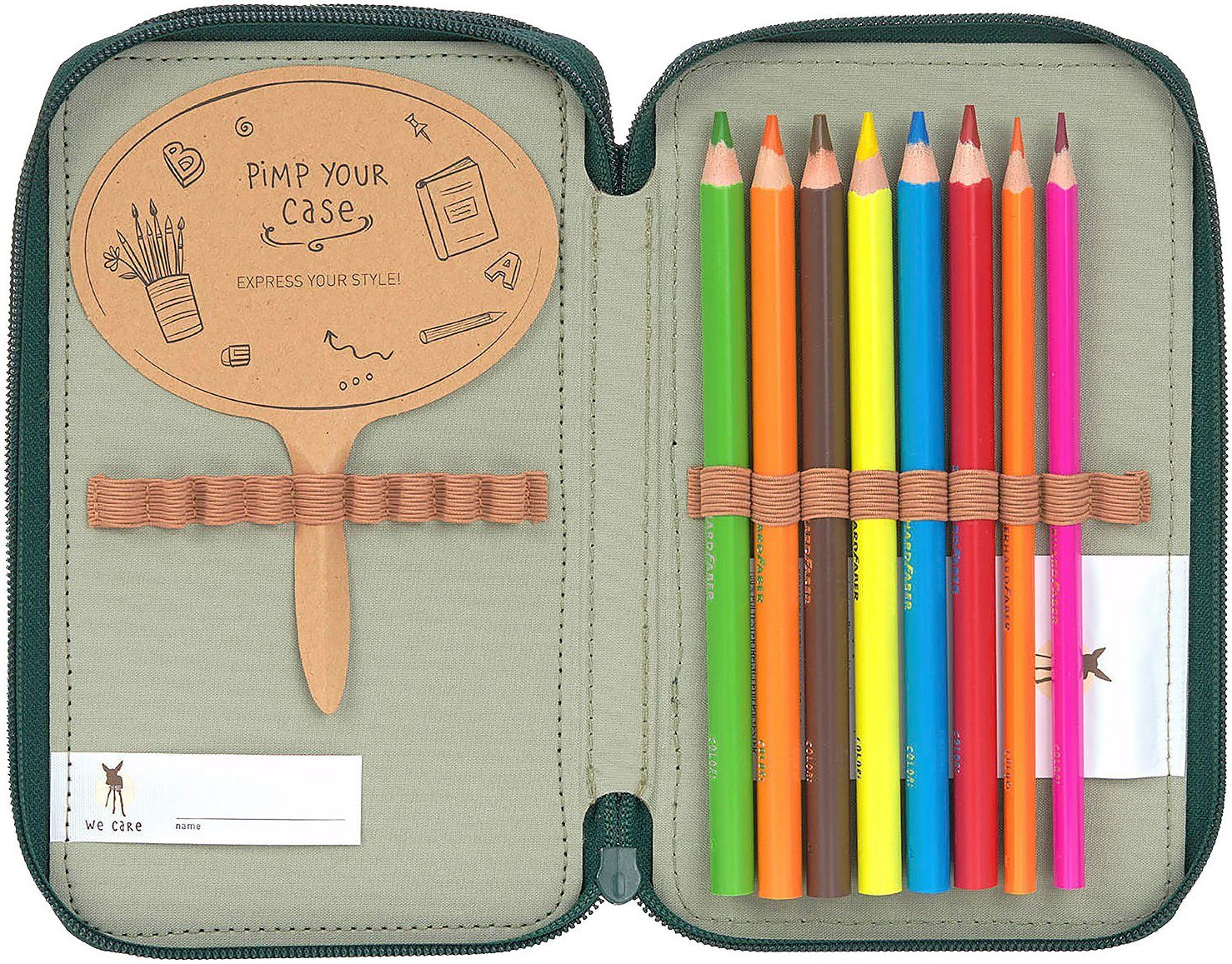 LÄSSIG Federmäppchen Unique Triple, Ocean Edition, dark green, Dreifach Mäppchen, aus recycelten PET-Flaschen