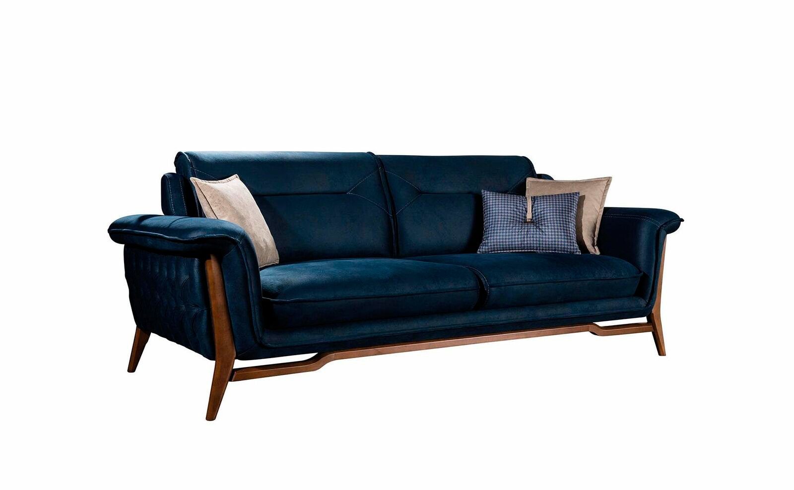 Sofa Stil, Textil JVmoebel Luxus Made Blaues Teile, Wohnzimmercouch Sitzer Europe Edler Sofa in 1 Dreisitzer