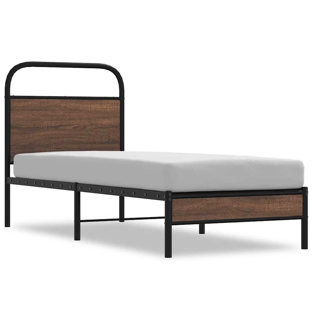 vidaXL Bett Bettgestell ohne Matratze 75x190 cm Braun Eichen-Optik günstig online kaufen