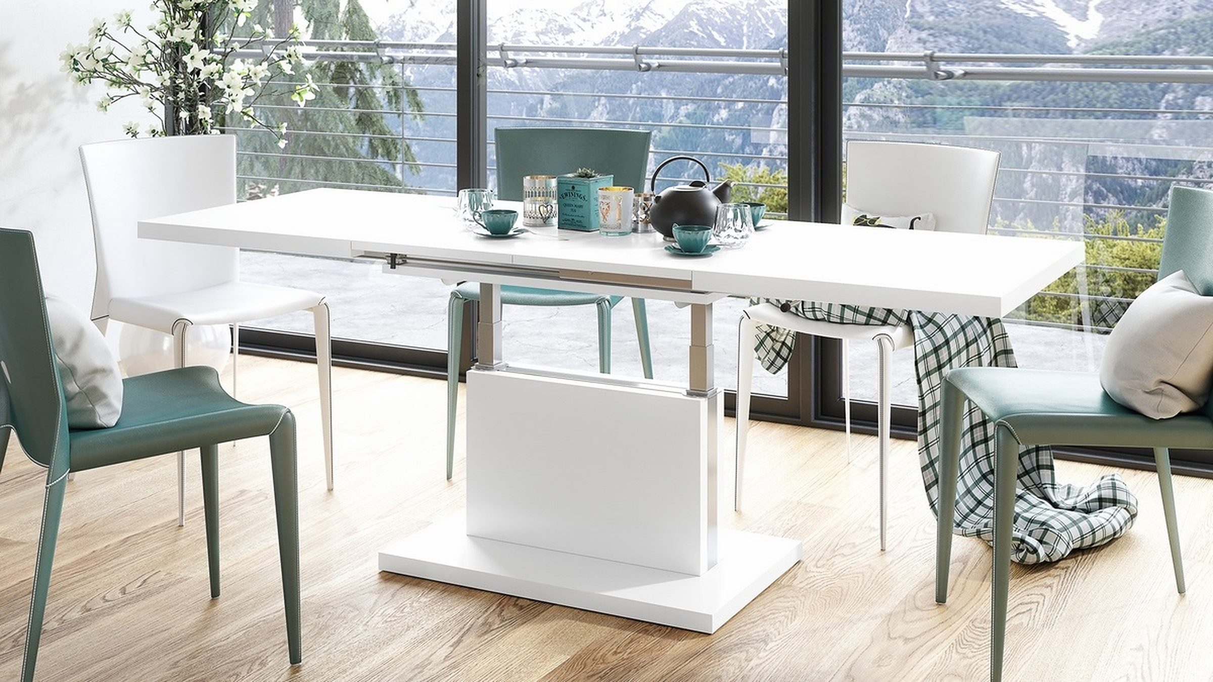 Mazzoni Couchtisch Aston Weiß Matt stufenlos günstig online kaufen
