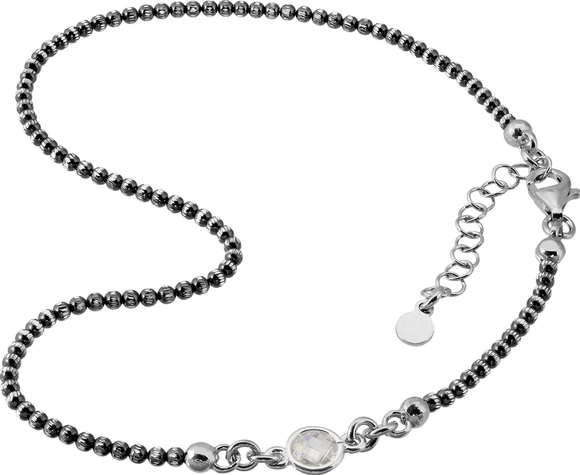 SilberDream Fußkette mit Anhänger SilberDream Fußkette geschwärzt Damen 925, Damen Fußketten aus 925 Sterling Silber, Farbe: weiß, Made-In Italy