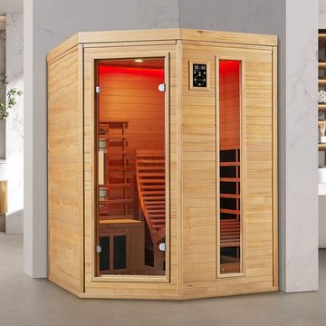 Artsauna Infrarotkabine Esbjerg Triplex-Heizsystem, für 2 Personen, Hemlock-Holz, Ionisator, HiFi-System, LED-Farblicht