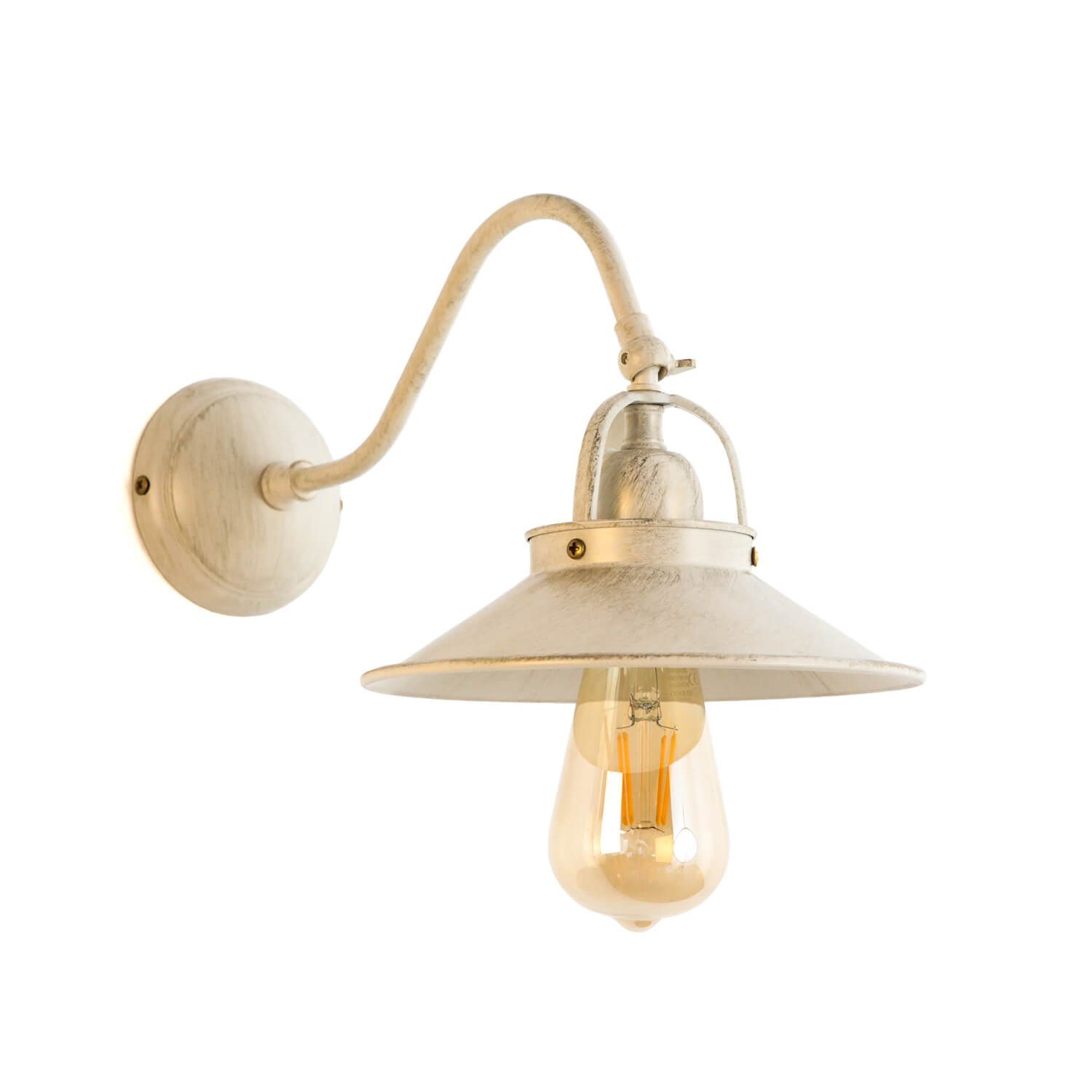 Licht-Erlebnisse Wandleuchte COUNTRY, ohne Leuchtmittel, Wandlampe Shabby Chic Messing massiv E27 Landhaus Handarbeit