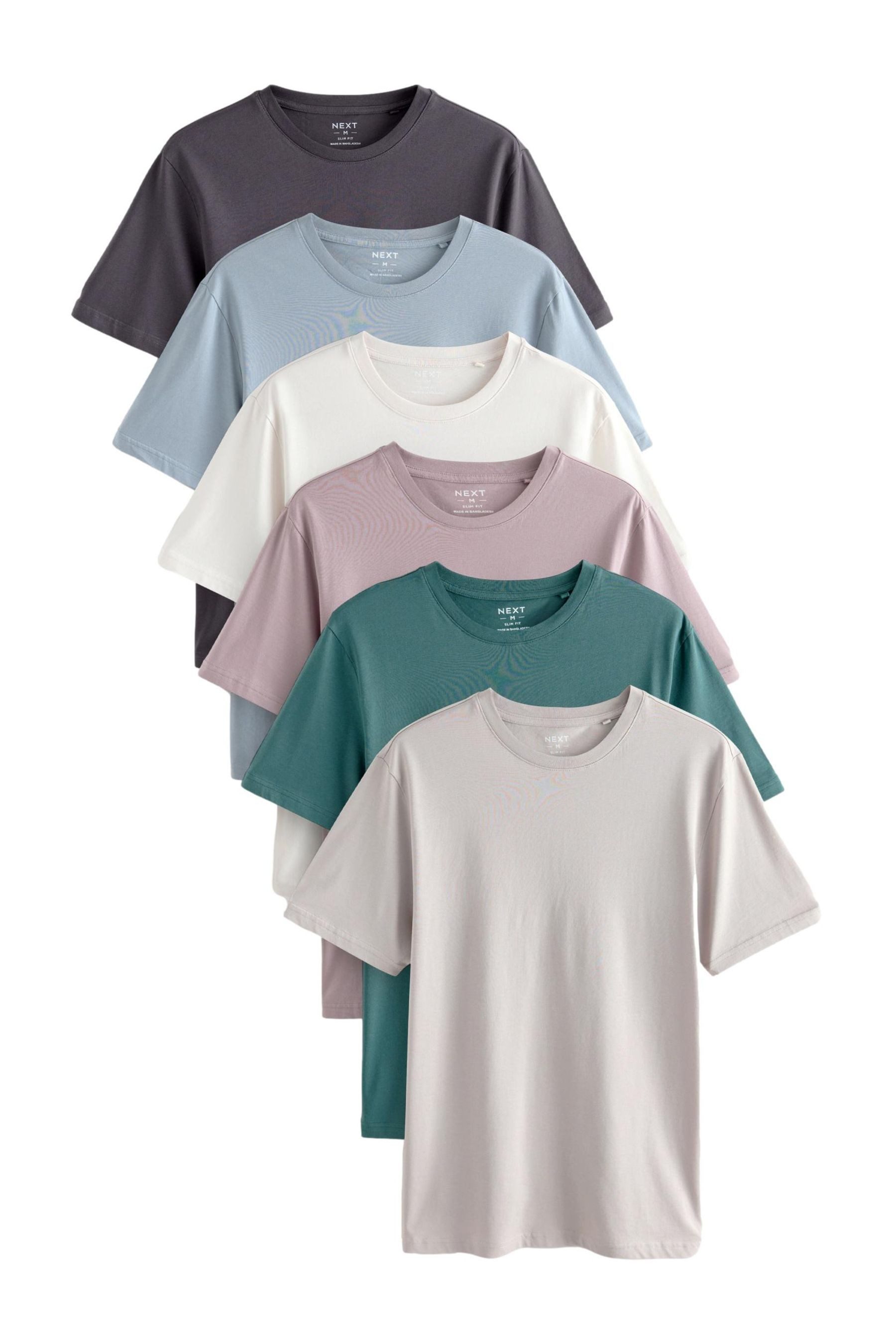 Next T-Shirt 6er-Pack Essential Slim Fit günstig online kaufen