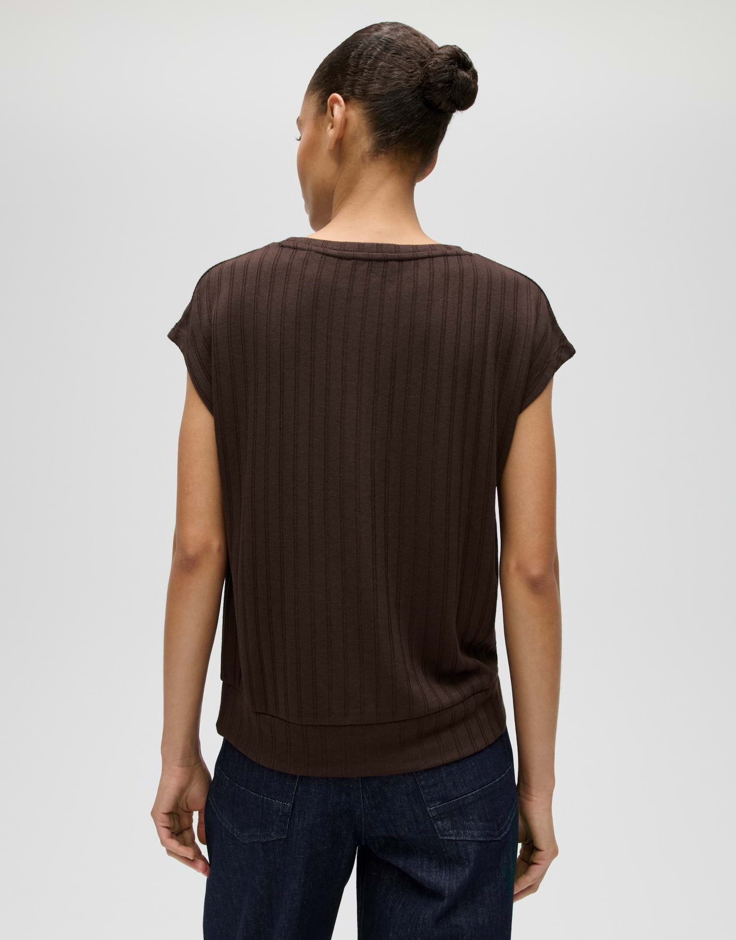 OPUS Kurzarmshirt Sapino aus Jersey mit Rippstruktur leichte Transparenz, weicher Griff, Casual – Bild 3 von 5