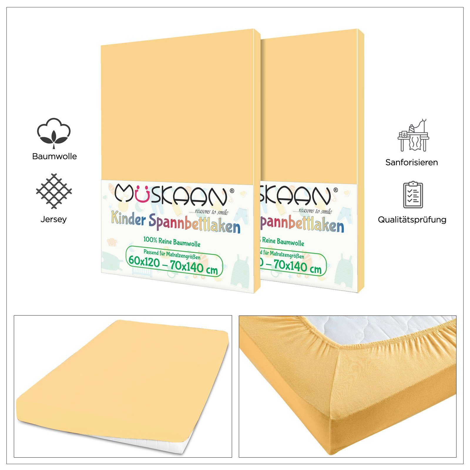 TRENDBUY24 Spannbettlaken Kinder Spannbettlaken 60x120 - 70x140 cm, Baumwolle, Gummizug: ja, (1 Stück), JERSEY