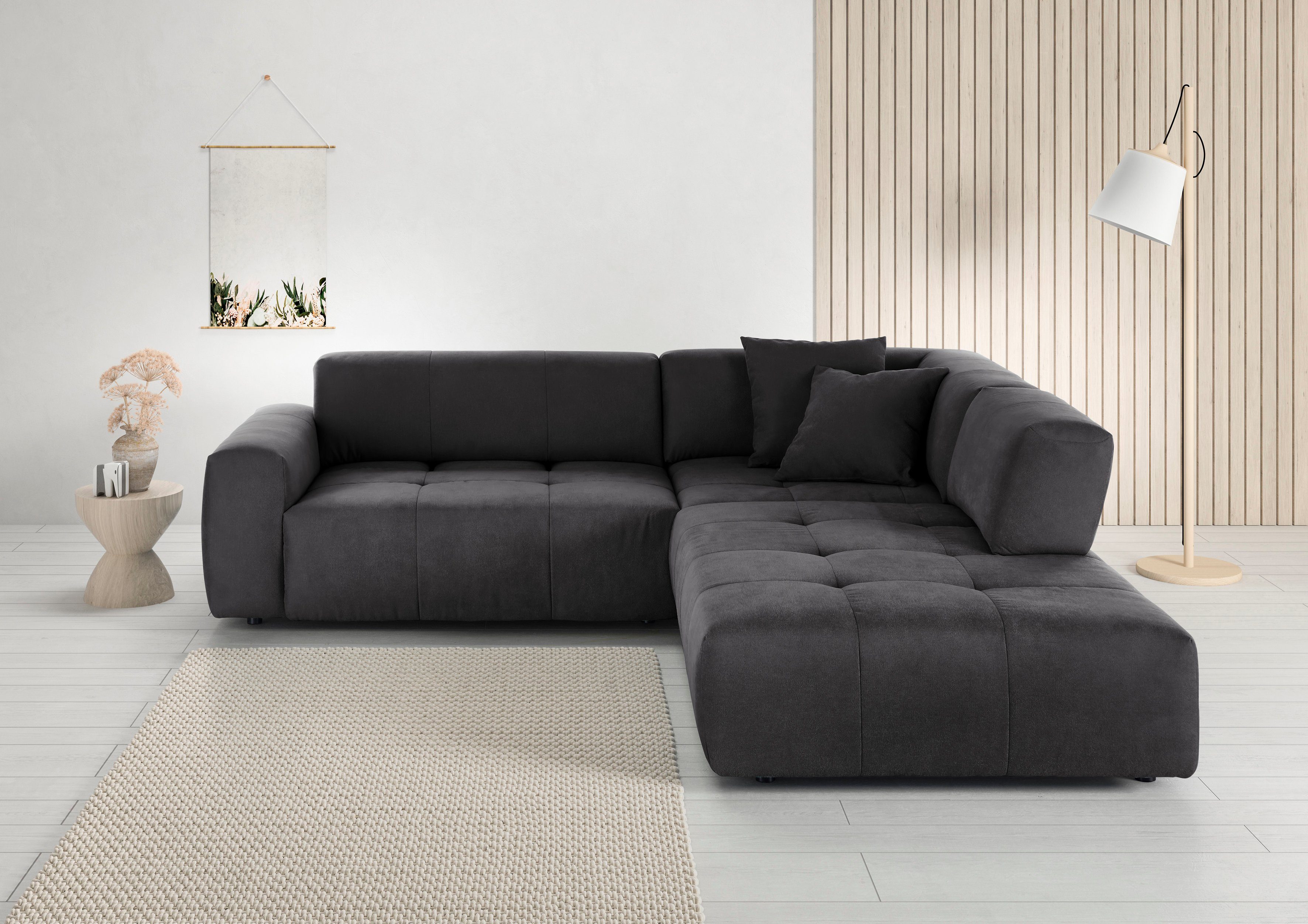 3C Candy Ecksofa Yoshy Komfortsofa, bequem und modern, hochwertige Verarbeitungsdetails, Zwei verschiedene Sitztiefen durch verstellbare Rückenlehne, L-Form