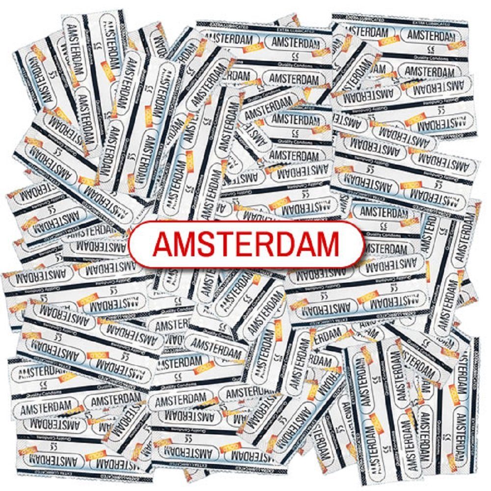 Amsterdam Condoms Kondome GOLD - Vorratspackung - Beutel mit, 100 St., Kondome mit angenehmen Vanille-Duft, feuchte Kondome ohne Latexgeruch