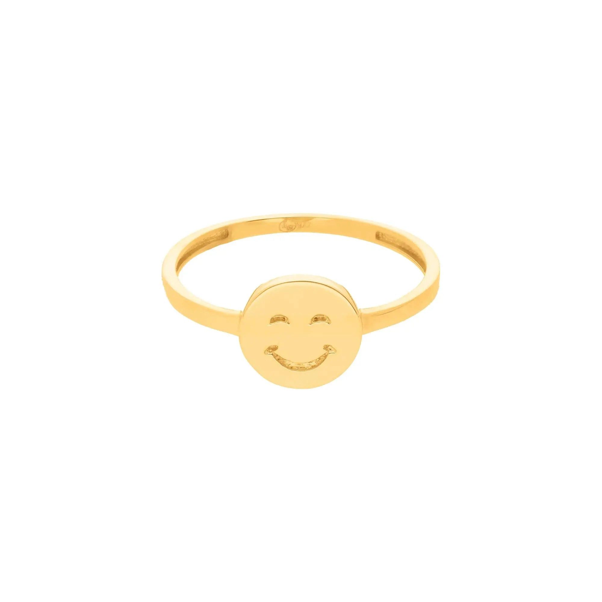 Suzan Gold Goldring 375er Gold Damenring – Smiley-Motiv, Happy Lächeln, ideales Geschenk, Gelbgold 375
