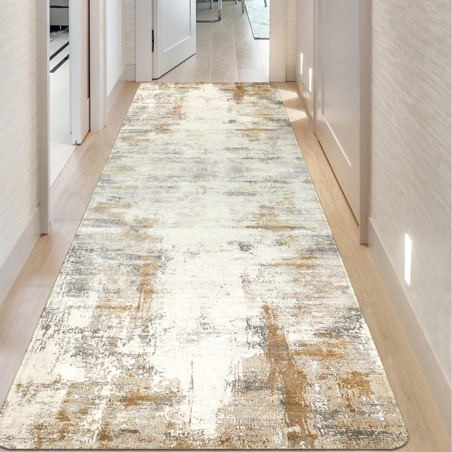 Famibay Läufer Teppich Läufer 80x300cm Beige rutschfest waschbar modern Läufer Lang