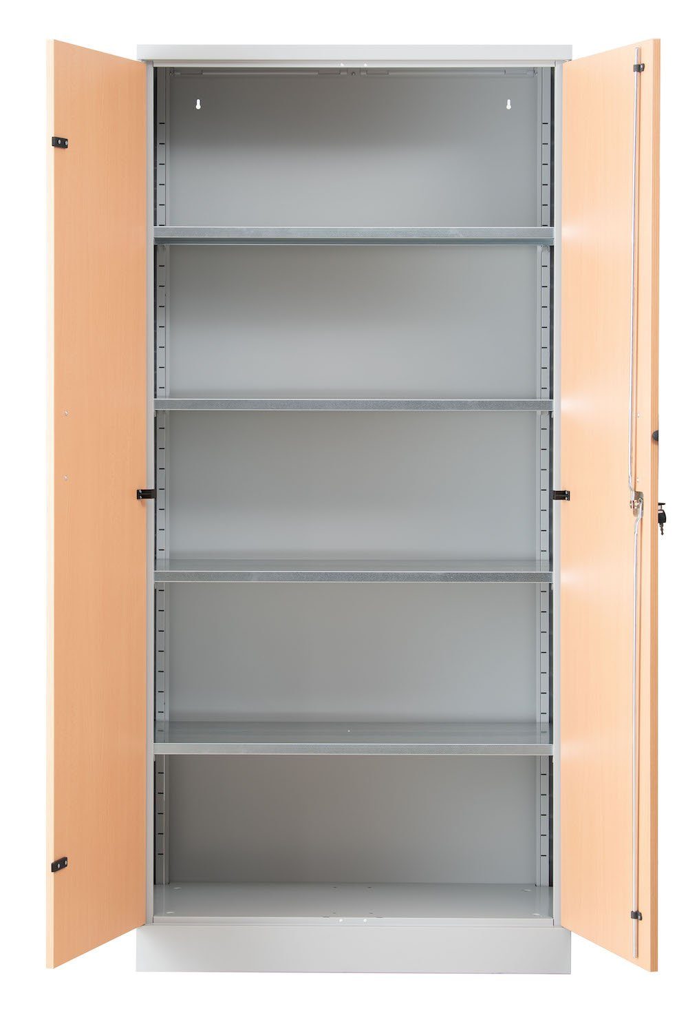 PROREGAL® Mehrzweckschrank Flügeltürenschrank Squirrel, HxBxT 195x92x42cm, Grau/Buche, Verzinkt