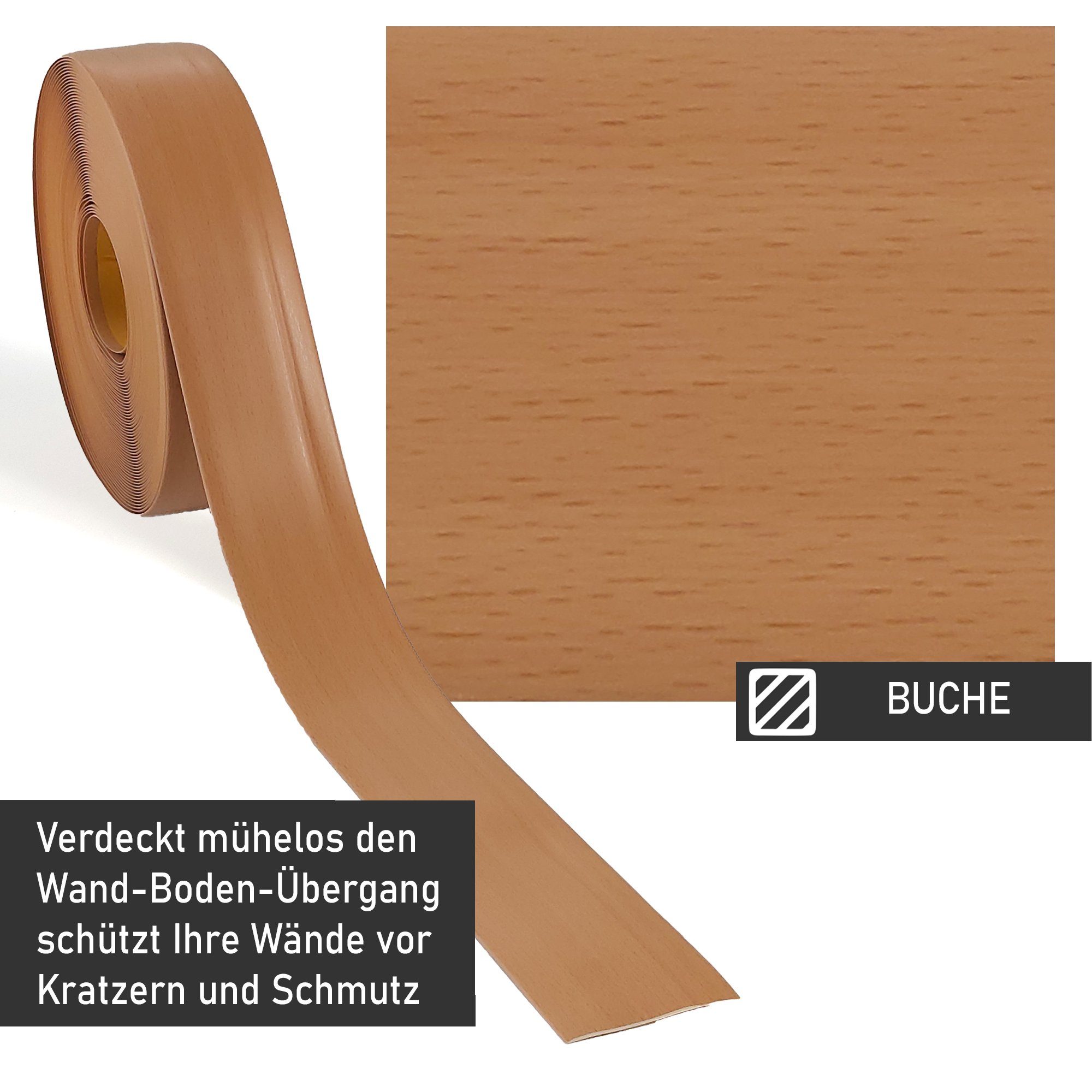 Lemodo Sockelleiste Weichsockelleiste selbstklebend, L: 500 cm, 1-St., Weichsockelleiste, Winkel, 50mm, flexibel, selbstklebend
