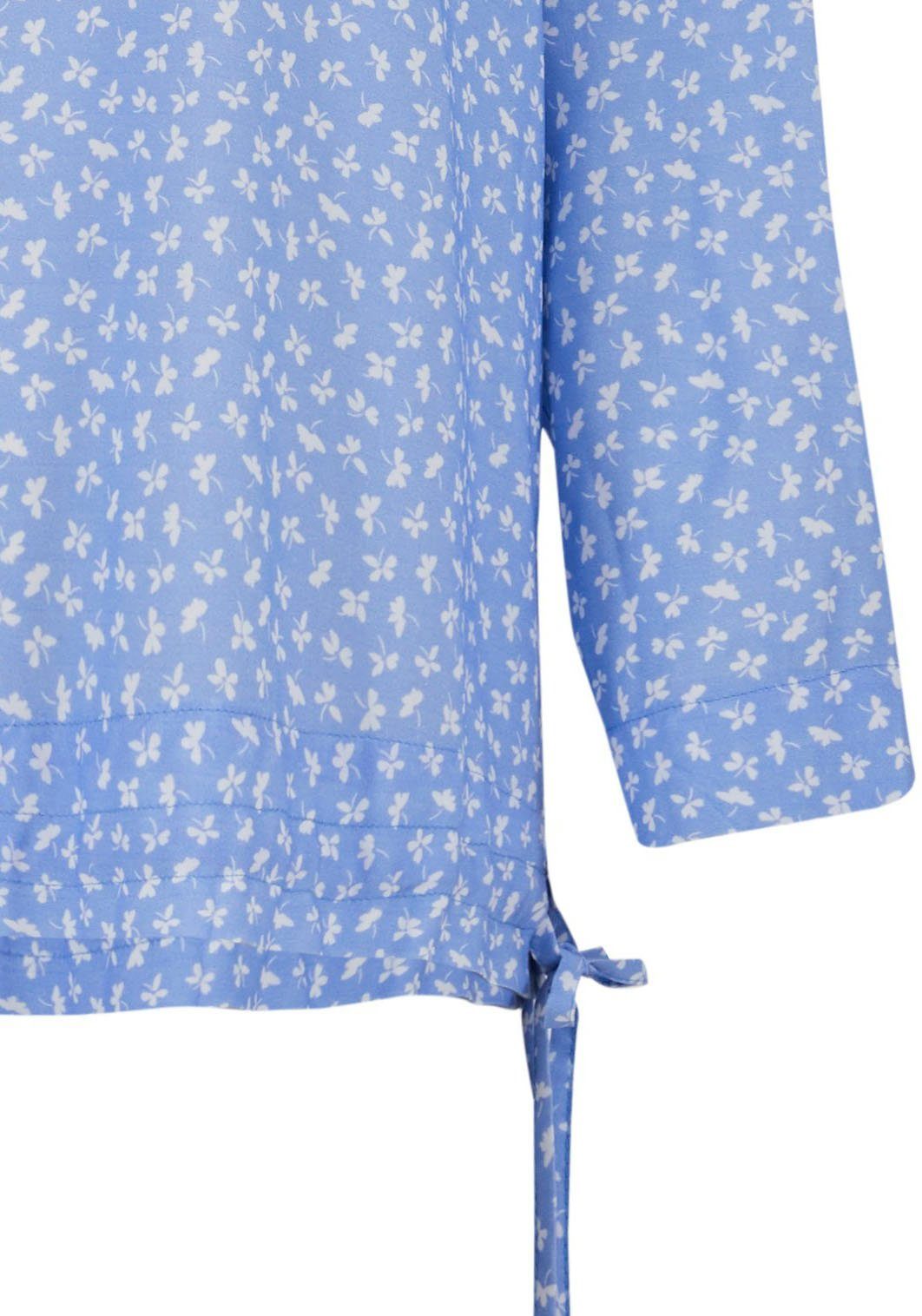 Damen Blusen LTB Langarmbluse BODICA in figurumspielender Passform mit floralem allover Muster und Bindeband