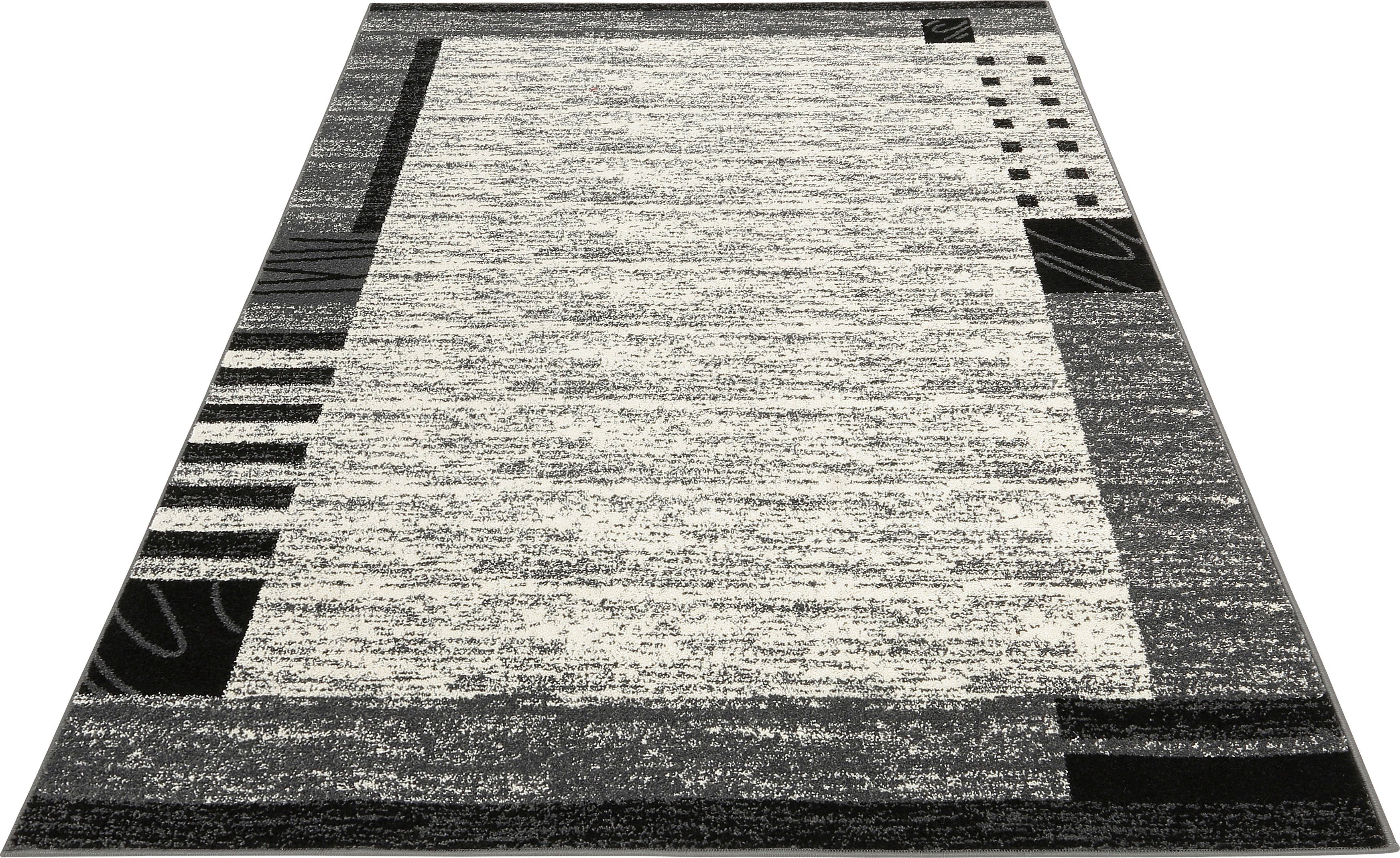 Teppich Jonas, my home, rechteckig, Höhe: 8 mm, flacher Teppich,Kurzflor, Weich, Pflegeleicht, Elegant, Bordüre grau