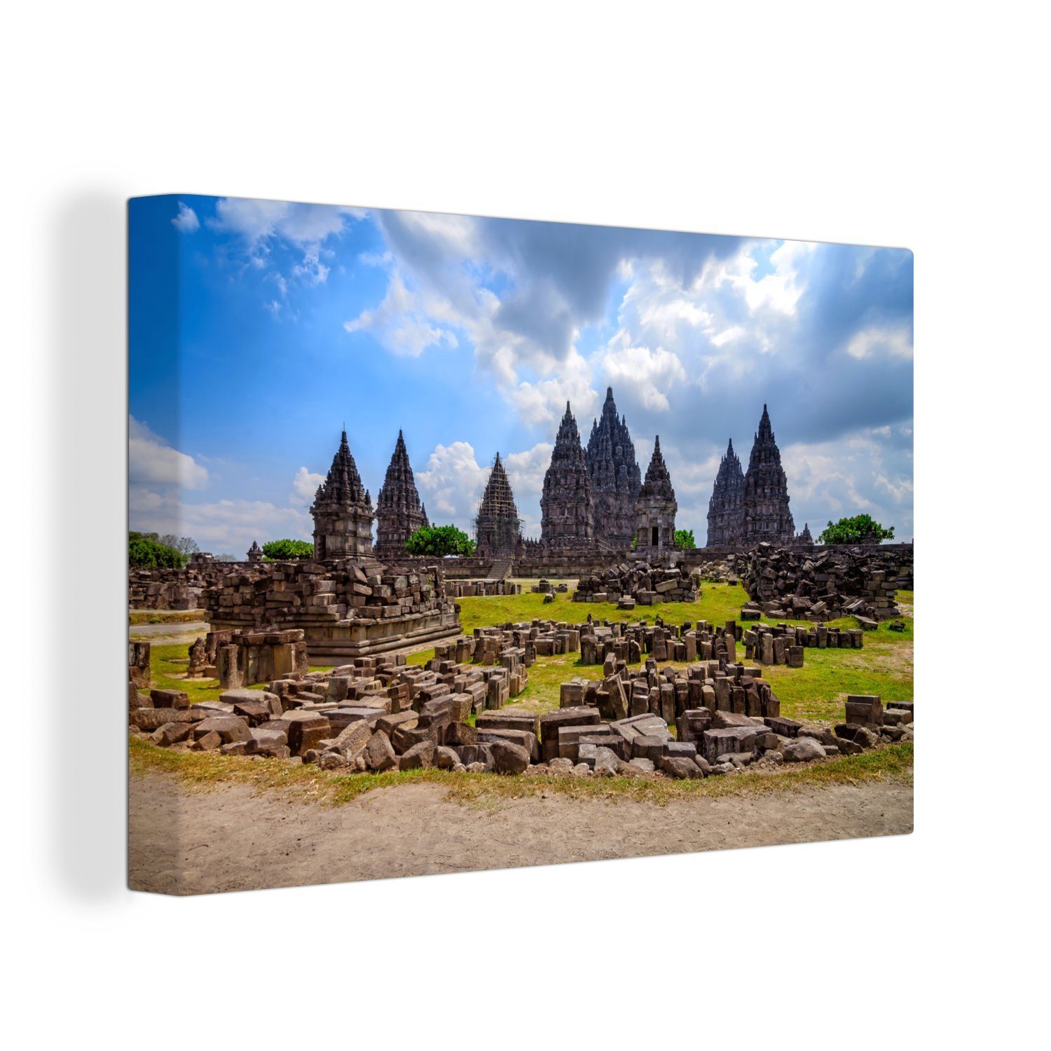 - - (1 Leinwandbilder, 30x20 Yogyakarta St), Wandbild Glaube cm OneMillionCanvasses® Wanddeko, Leinwandbild Ruine, Aufhängefertig,