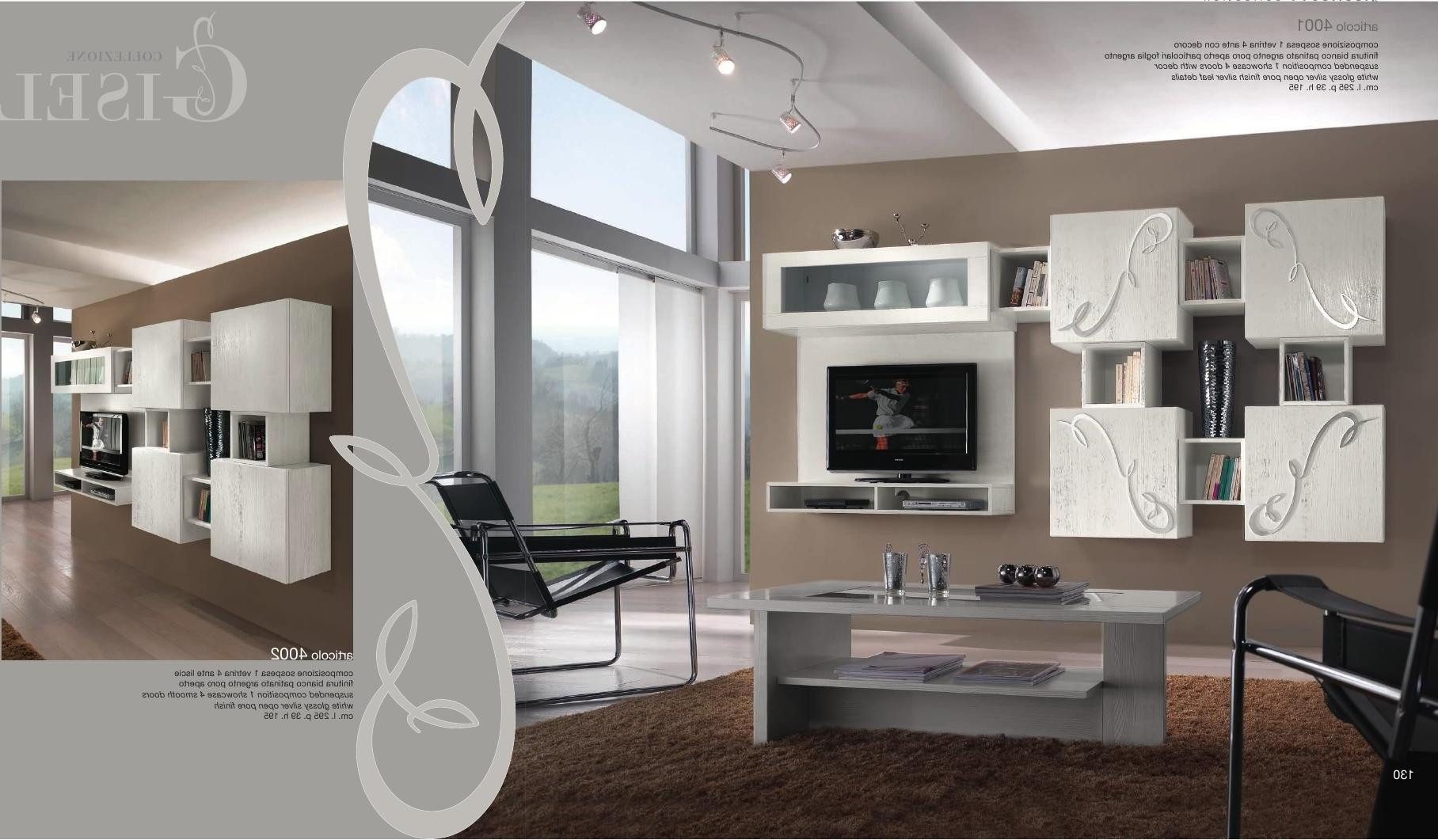 Xlmoebel Wohnwand Italienische Holzwohnwand mit Wandschrank, Regal und Vitrine, (3-St., Wohnwand), Hergestellt in Italy