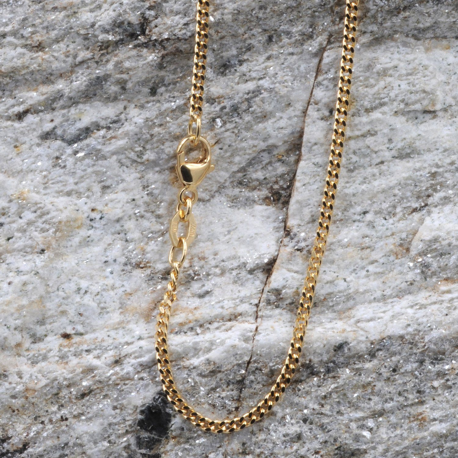 HOPLO Panzerkette Goldkette Panzerkette Länge 50cm - Breite 1,7mm - 750-18 Karat Gold, Made in Germany
