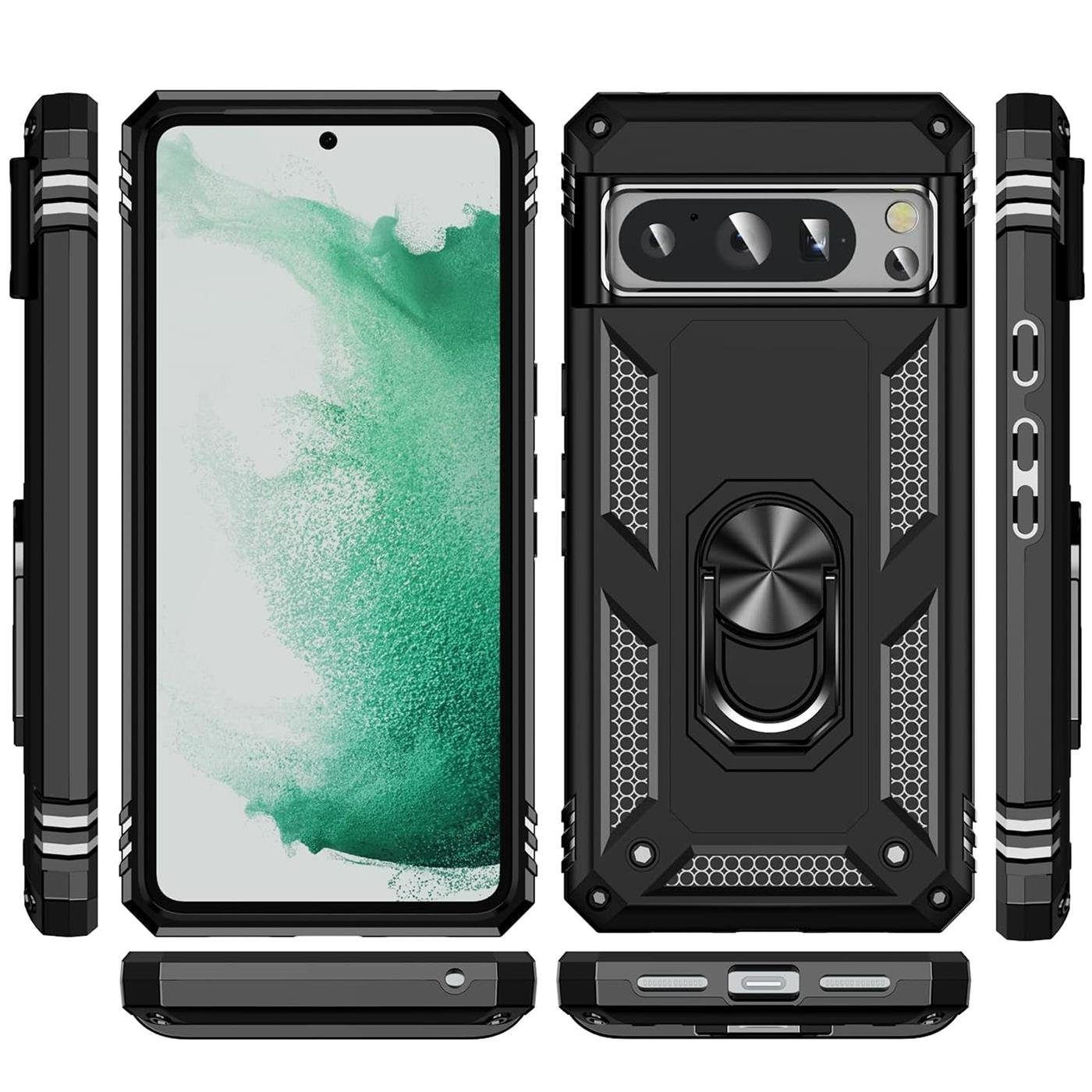 CoolGadget Handyhülle Armor Shield Case für Google Pixel 8 Pro 6,7 Zoll, Outdoor Cover Magnet Ringhalterung Handy Hülle für Pixel 8 Pro