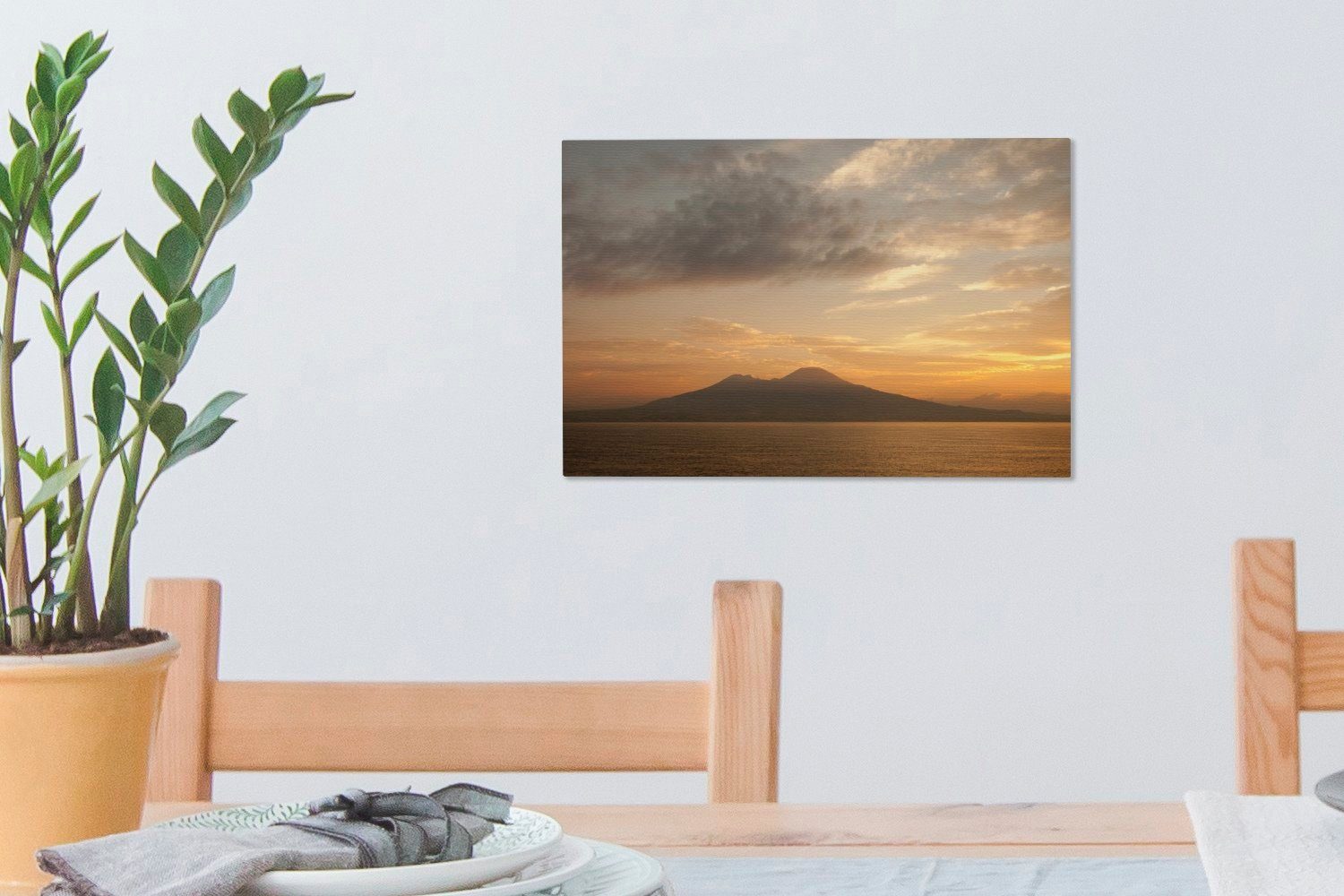 Pompeji, (1 cm bei Sonnenuntergang Leinwandbilder, OneMillionCanvasses® Nähe St), von Wanddeko, Aufhängefertig, Leinwandbild der Vesuv 30x20 Wandbild in