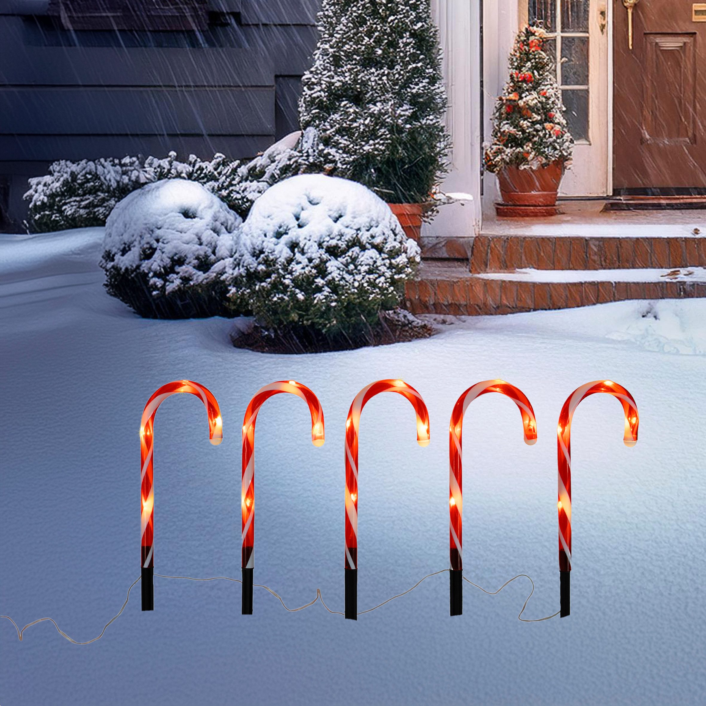 Spetebo LED Dekofigur Zuckerstange Leuchtstecker 38 cm, LED fest integriert günstig online kaufen