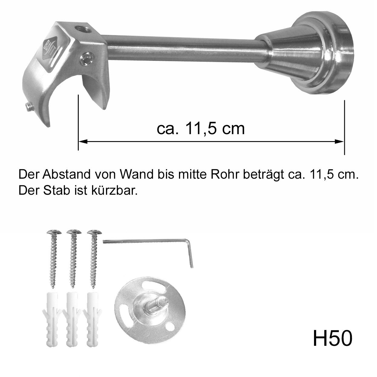 BASIT Gardinenstange Edelstahloptik 20mm mit Wandträgern 120 cm E80, Ø 20 m günstig online kaufen