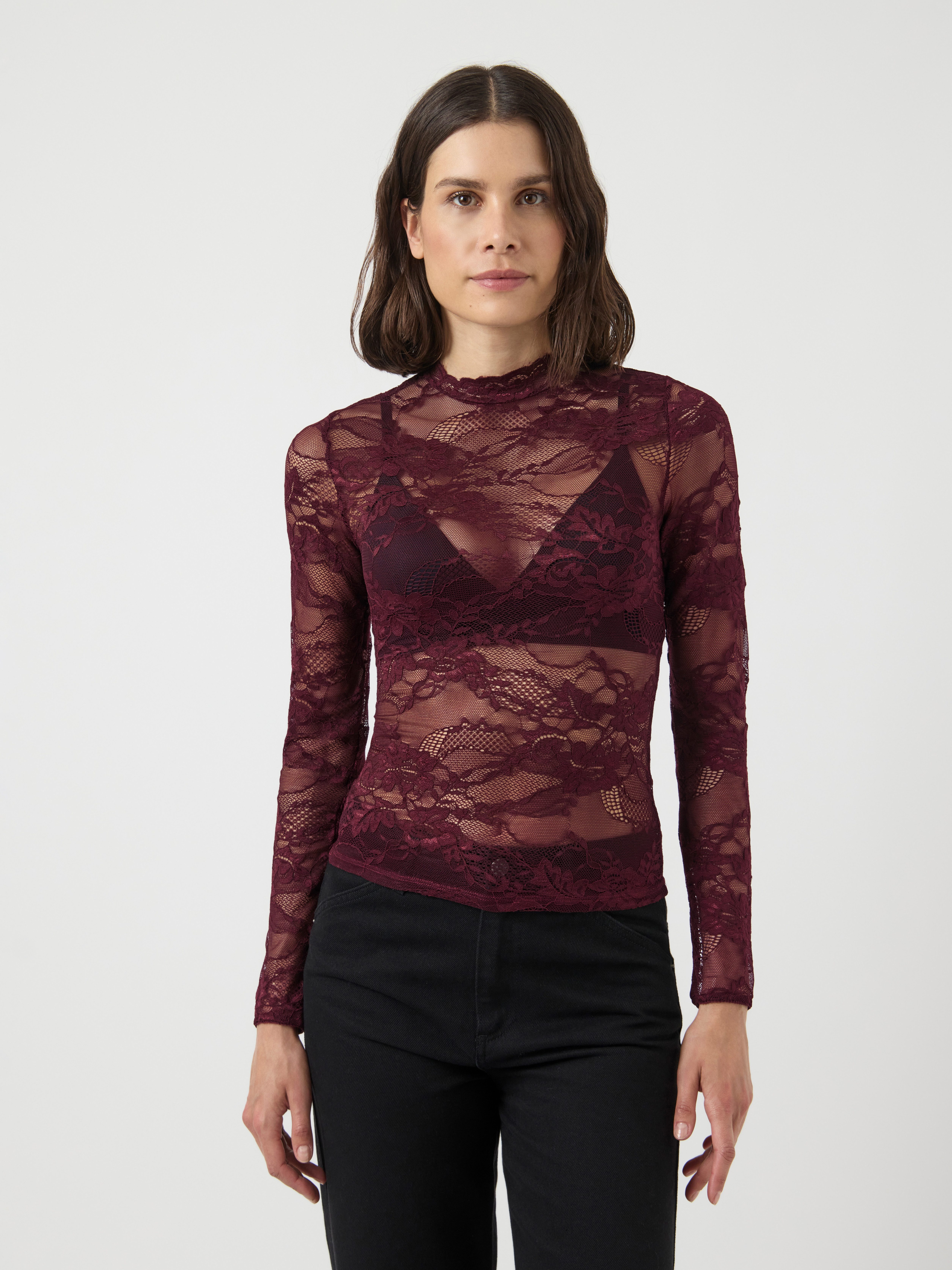 Y.A.S Langarmshirt YASLACEY LS LACE TOP S. NOOS günstig online kaufen