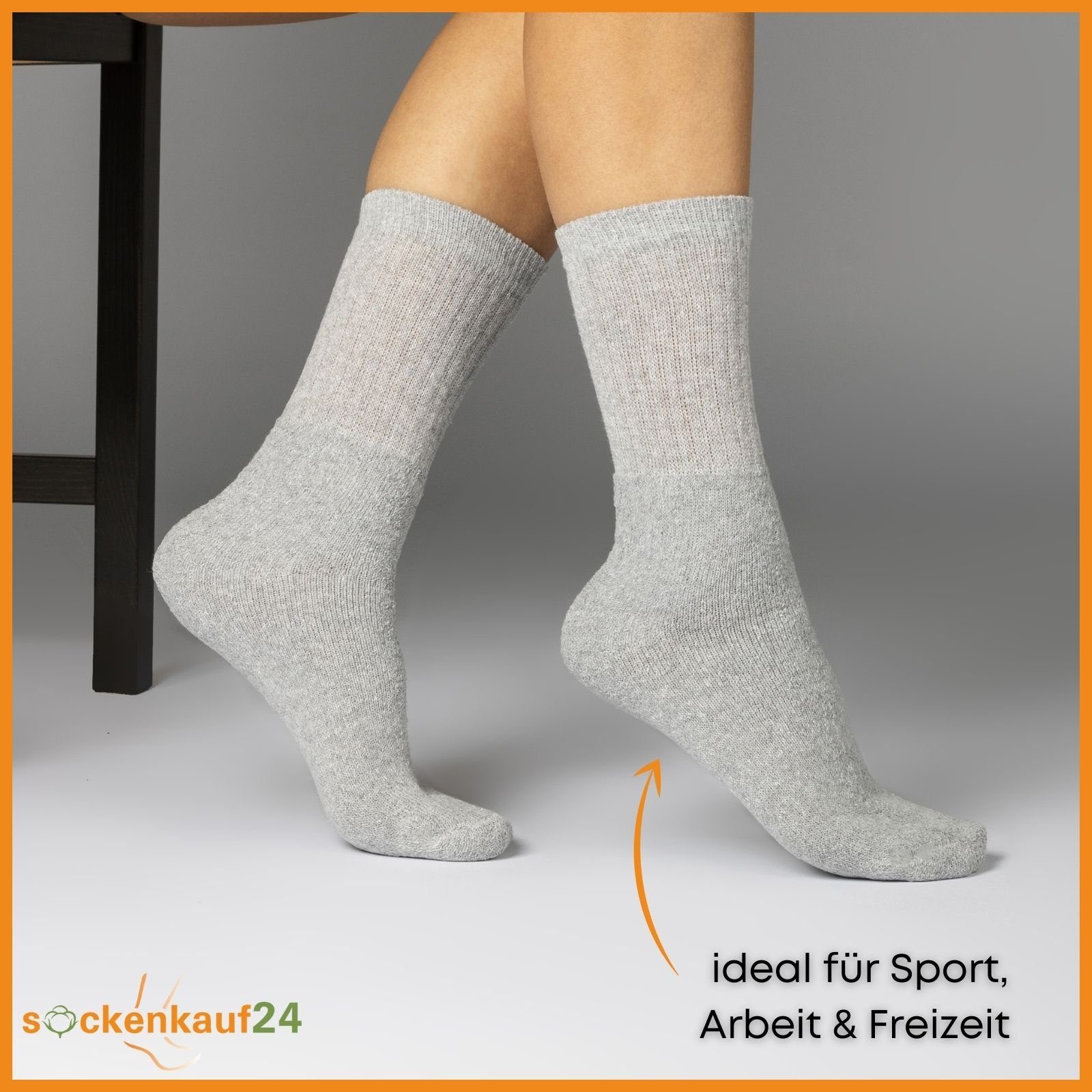 sockenkauf24 Tennissocken 10, 20, 30 Paar Sportsocken Arbeitssocken Herren & Damen (Hellgrau, 10-Paar, 47-50) Socken Baumwolle 10100