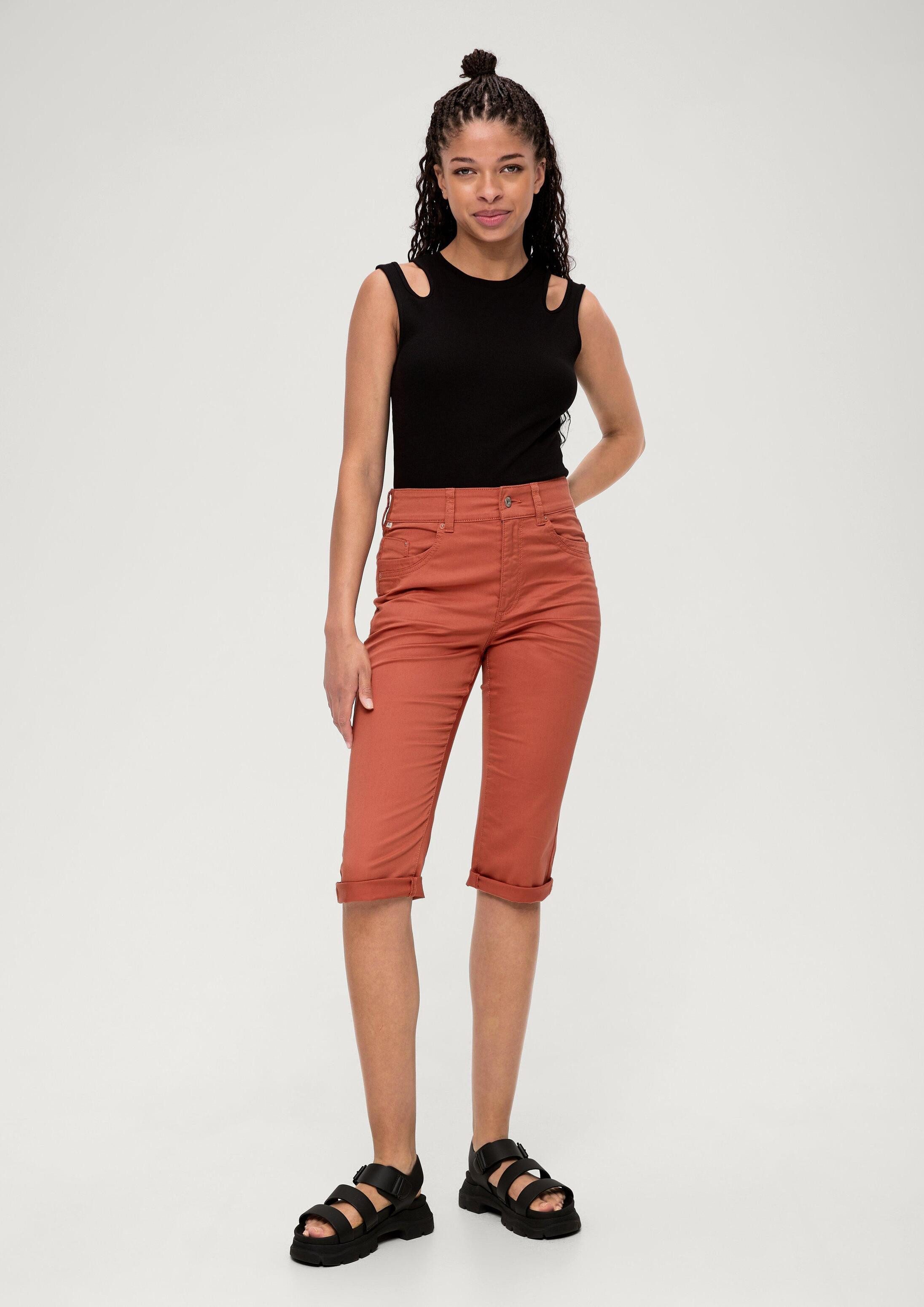 QS Caprihose Hose Slim: Capri aus Baumwollsatin