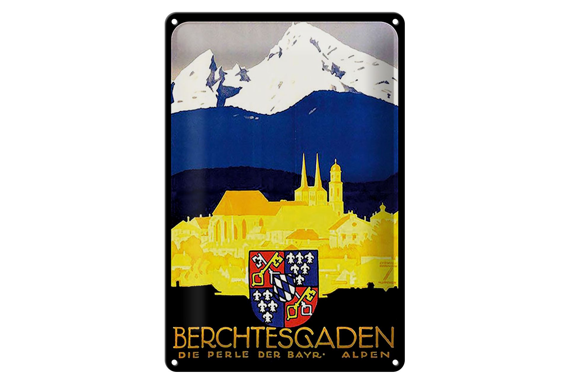 Femer GmbH Metallbild Reise 20x30 cm Berchtesgaden die Perle der bayrischen Alpen