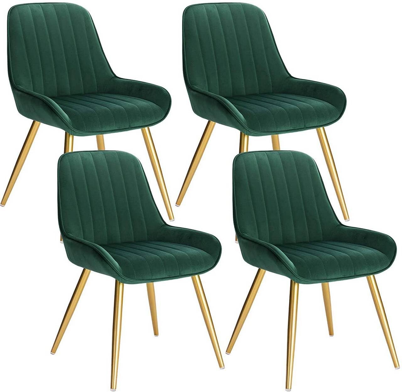 | Sitzfläche Dunkelgrün aus Dunkelgrün (4 St), mit Metallbeine Esszimmerstuhl Retro, EUGAD Samt,