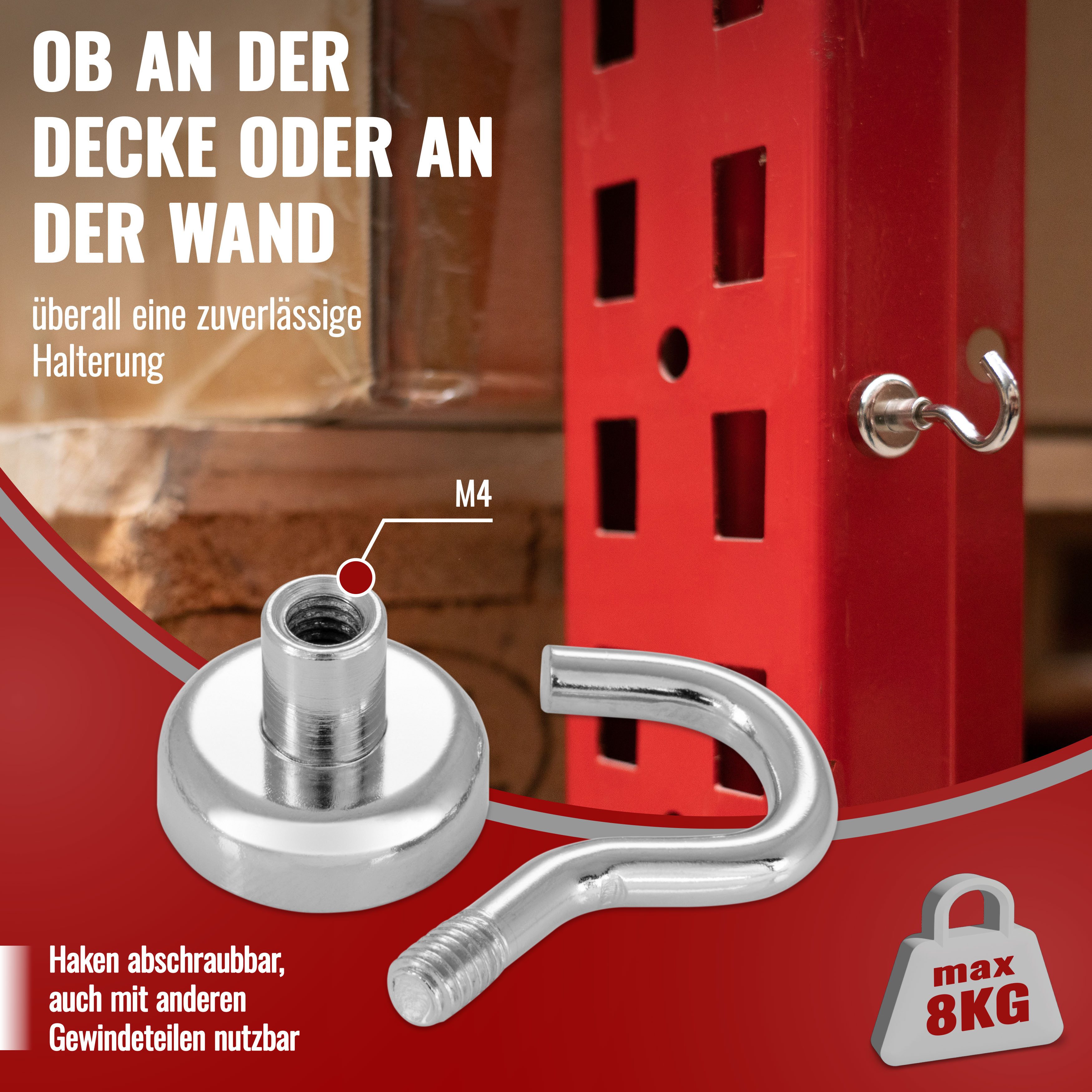 Poppstar Magnethalter Starke Magnet-Haken, Universelle Hakenmagnete / magnetische Haken