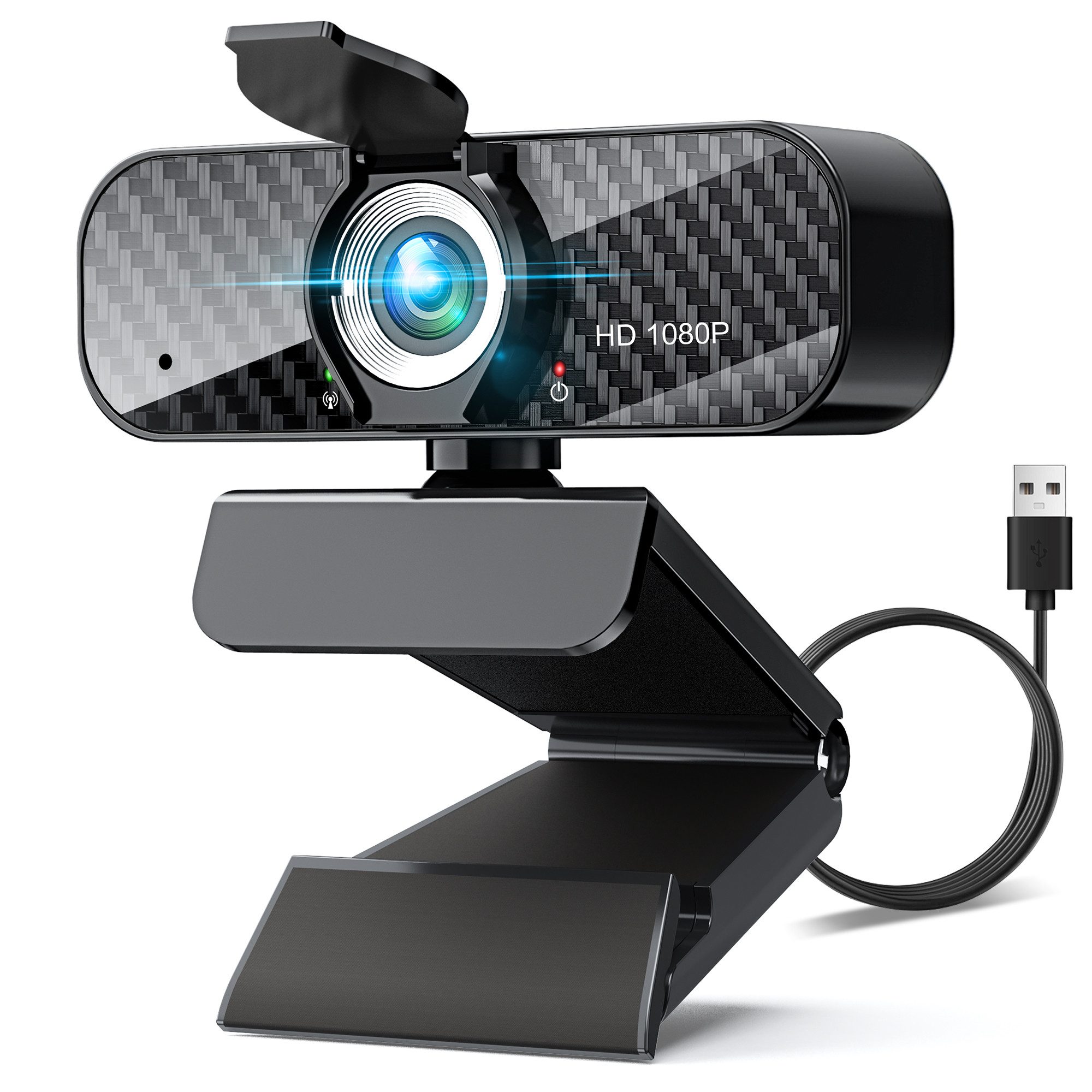 ibettertec 1080P Full HD Webcam,USB Webcam,Full HD-Webcam,mit mikrofon Full HD-Webcam (WLAN (Wi-Fi), Mini Plug and Play für Desktop & Notebook, USB Kamera Web Cam für YouTube,Skype,Xbox(Weiß/Warmes Licht)-notfall)