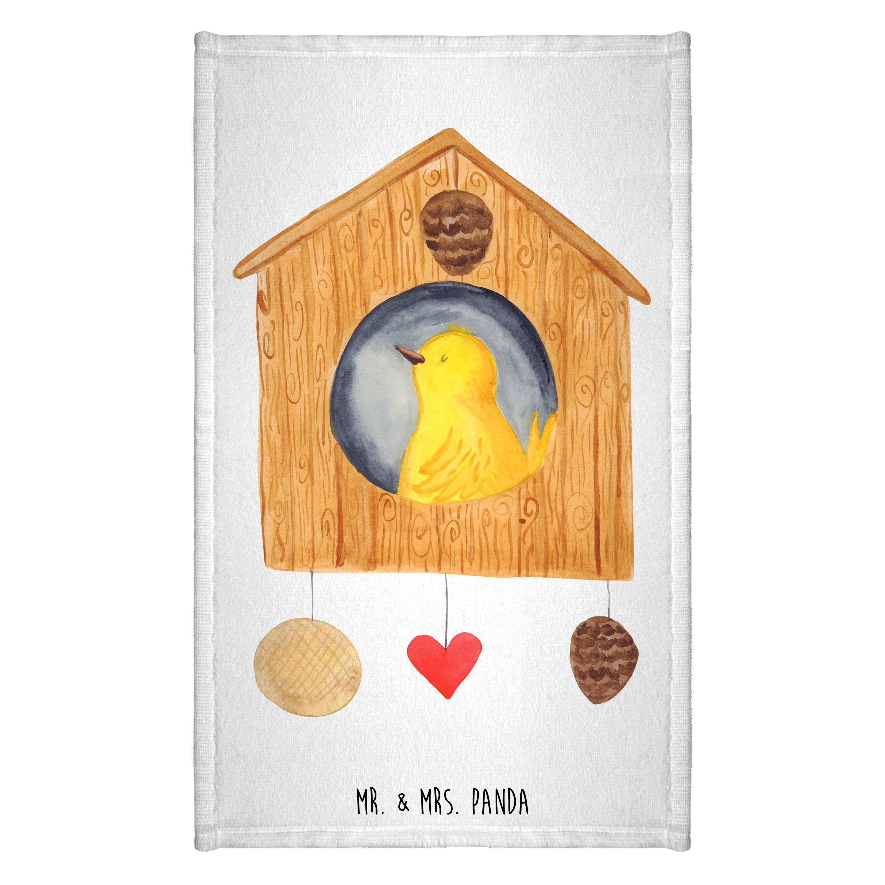 Handtuch Vogel Haus - Weiß - Geschenk, unser Haus, Tiere, Reisehandtuch, Frott