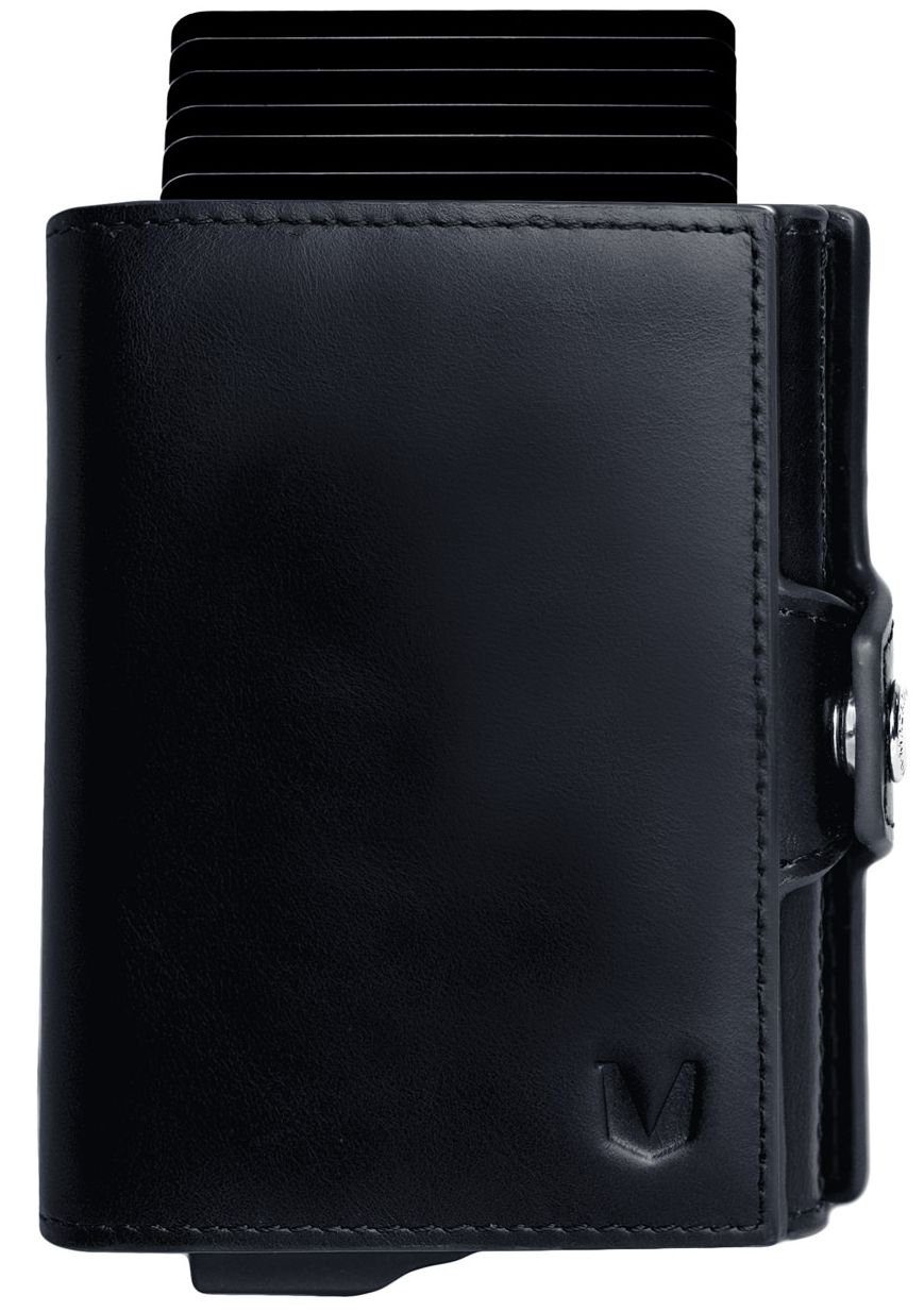 MAGATI Mini Geldbörse MAGATI Slim Wallet MITA (Inkl. Geschenkbox, Optionaler Fundservice), RFID Blocker, Parkscheinslot, Aluminiumgehäuse Tiefschwarz