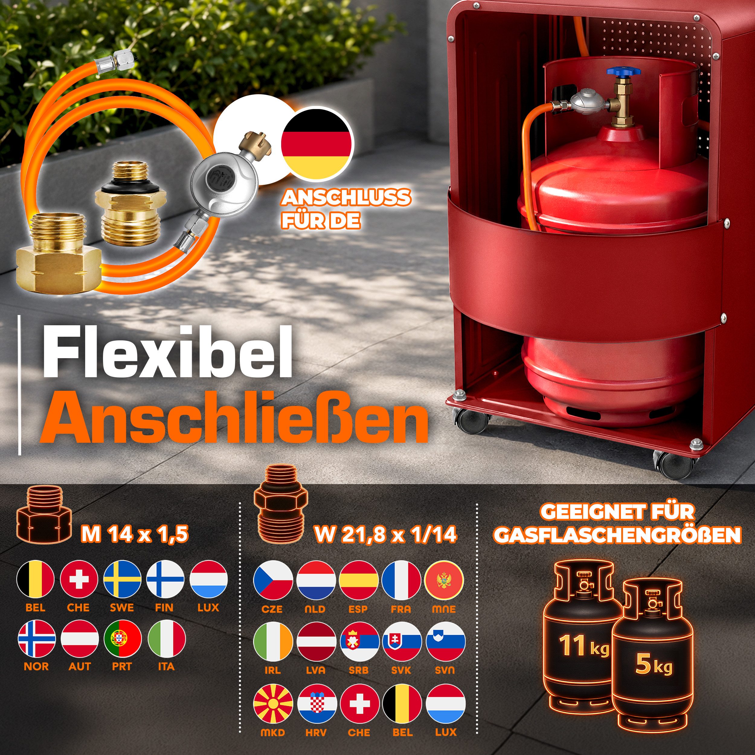 TRESKO Heizstrahler 4200 W Gasheizung + Abdeckung Gasheizer 3 Stufen Gasofen Gasheizofen – Bild 5 von 5
