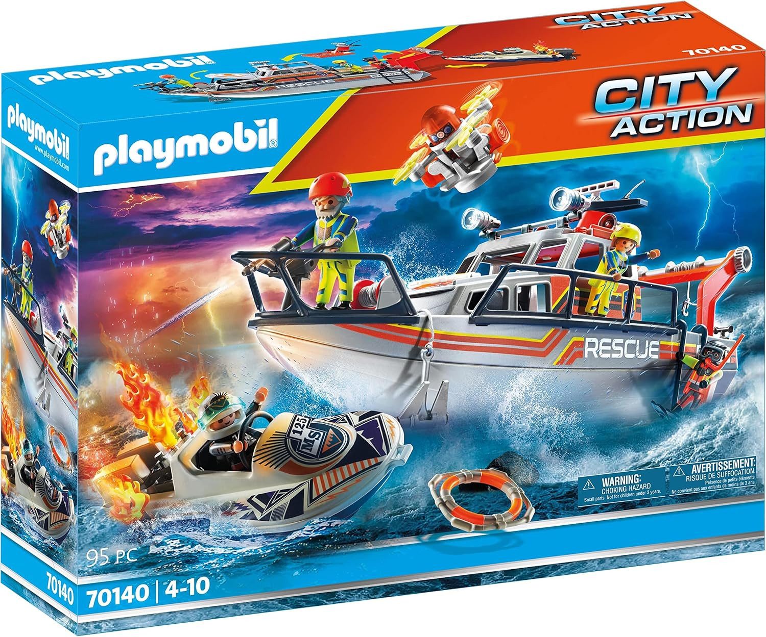 Playmobil® PLAYMOBIL 70140 Seenot: Löscheinsatz mit Rettungskreuzer Spielba günstig online kaufen