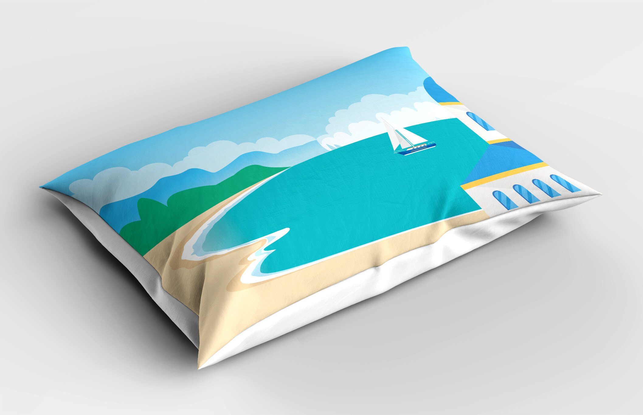 Kissenbezug, Standard Gedruckter Cartoon Seascape Grafik-Strand Dekorativer (1 Calm Abakuhaus Kissenbezüge Size Stück), King