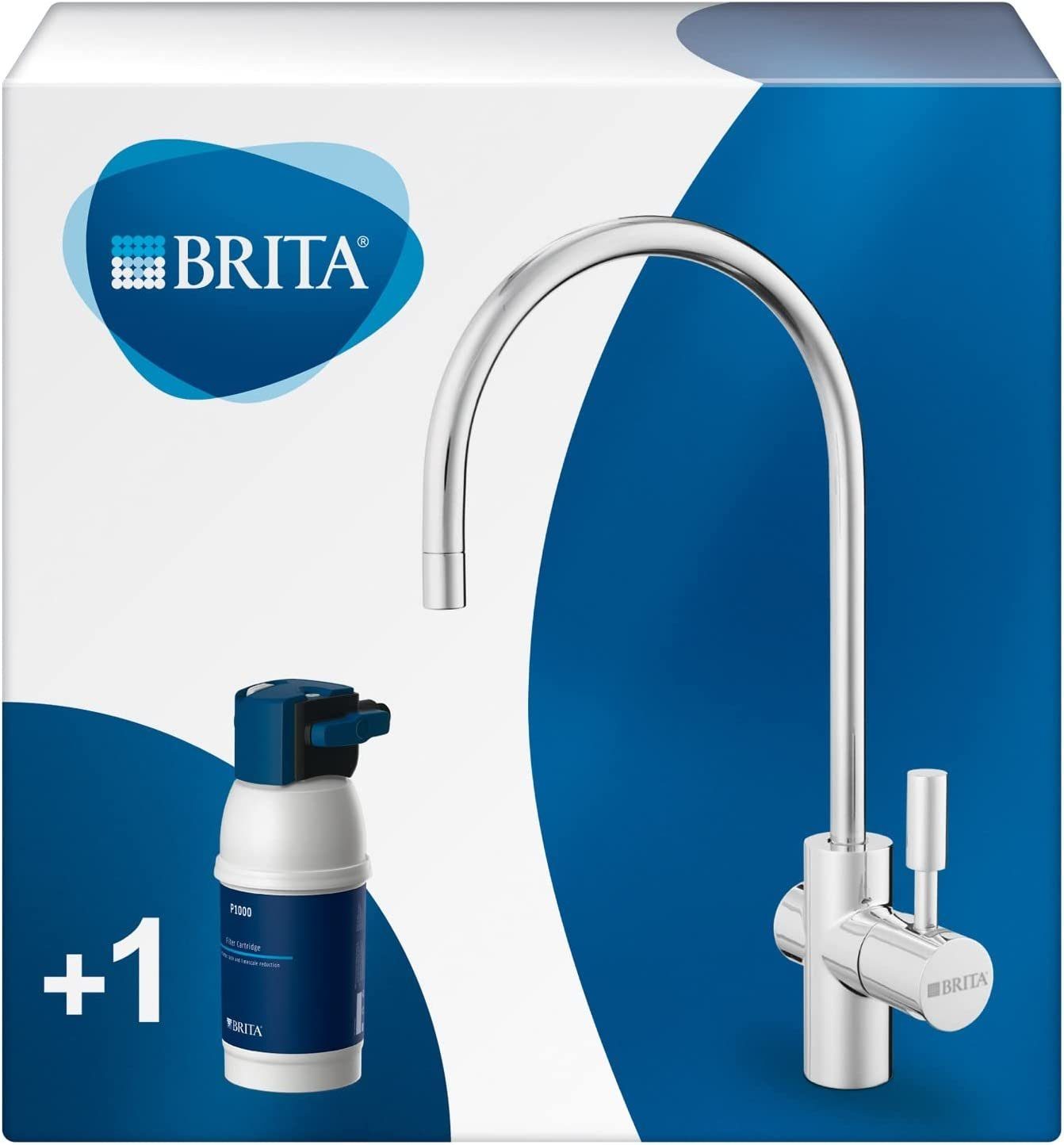 BRITA Küchenarmatur mypure P1 (1 x BRITA Küchenarmatur, 1 x Filterkartusche P1000, 1 x Filterkopf mit) reduziert Kalk, Chlor, Blei & Kupfer im Leitungswasser