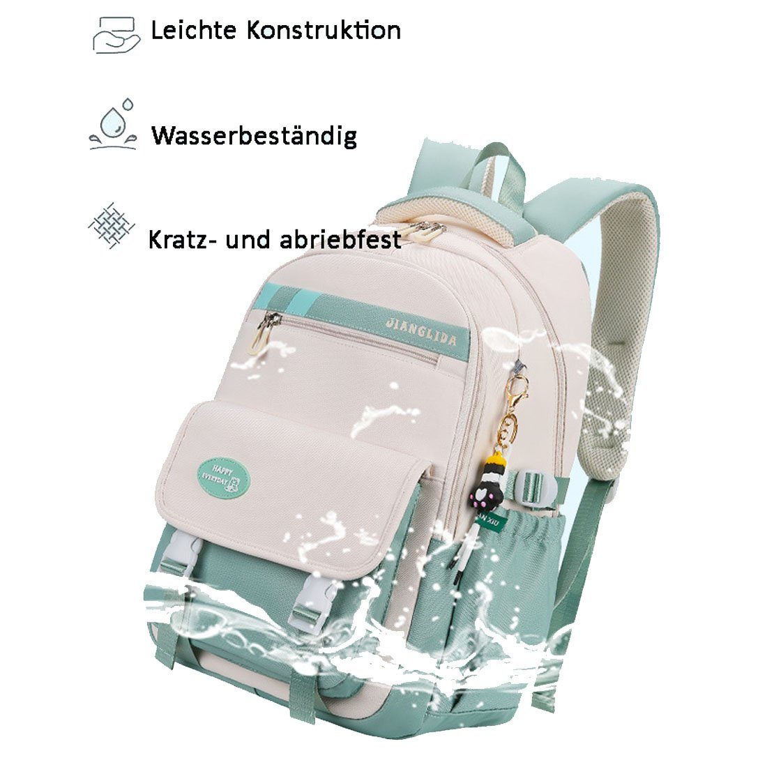 DÖRÖY Schulrucksack Große Kapazität Schulranzen Rucksack für wasserdichter Braun Studenten