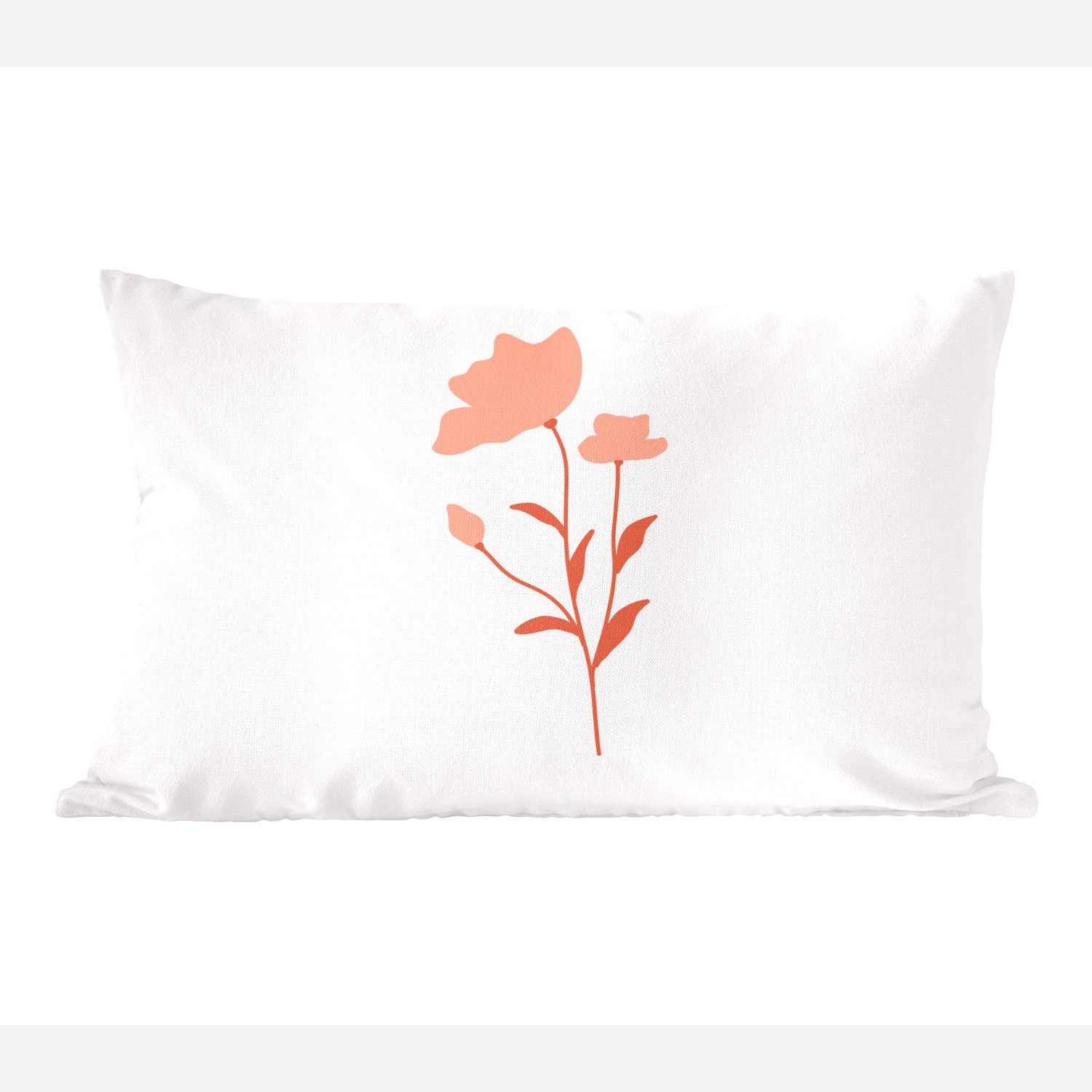 Blume weißem rosa Schlafzimmer Illustration mit Dekokissen Wohzimmer Dekoration, Dekokissen Füllung, MuchoWow Zierkissen, einer Hintergrund, auf