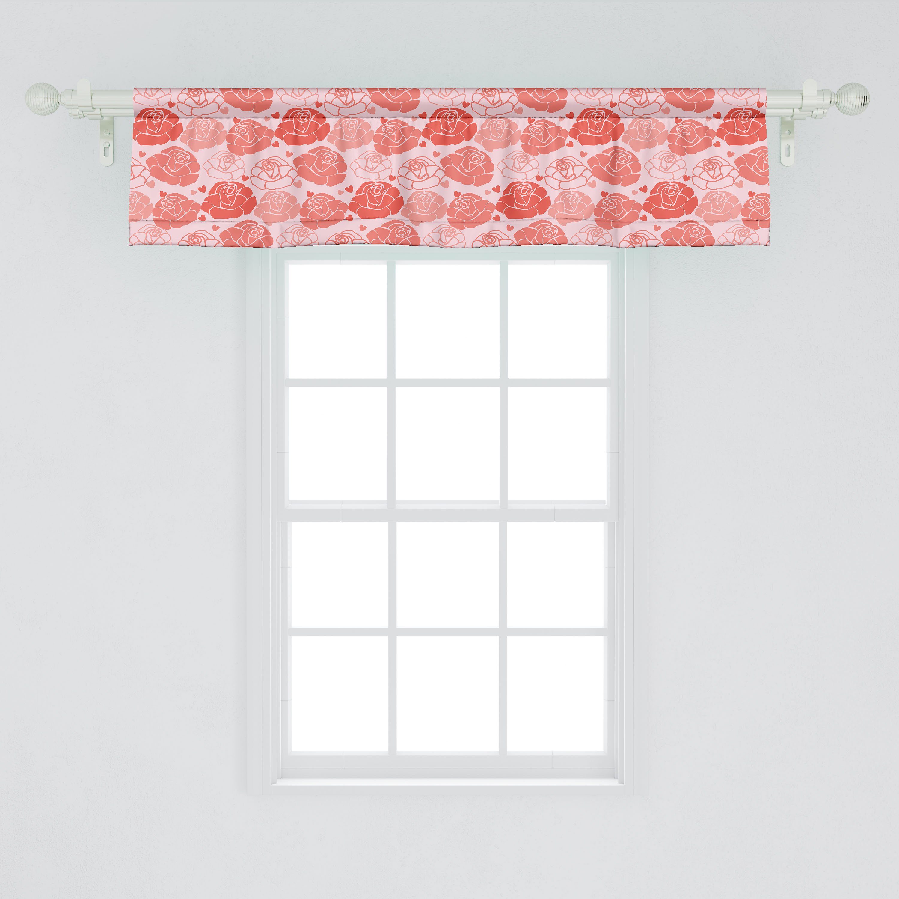 Schlafzimmer Vorhang Abakuhaus, Microfaser, Herzen Romantisch Rosen Scheibengardine für mit Stangentasche, Dekor kleine Volant und Küche