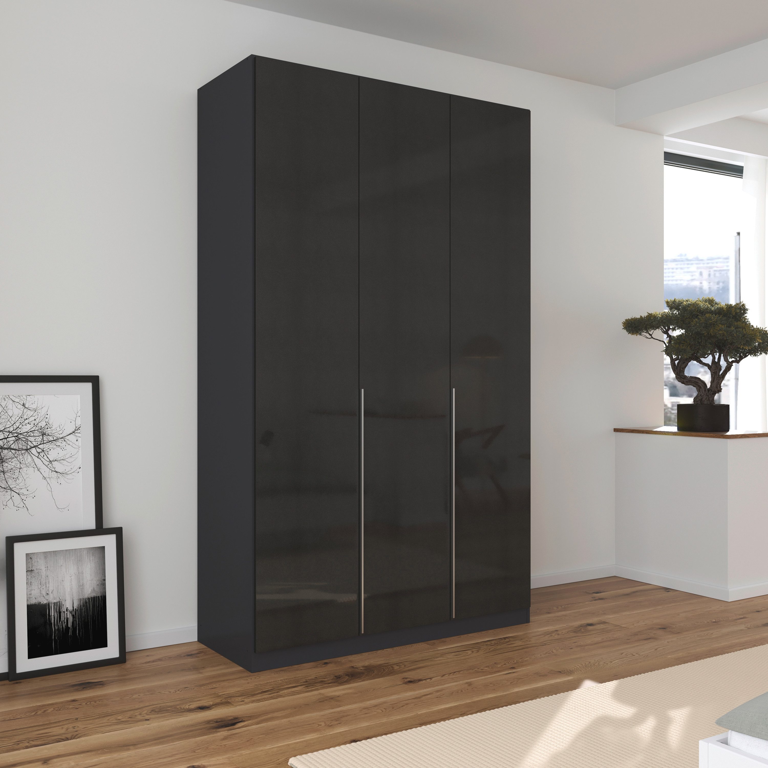 OTTO home Drehtürenschrank Kleiderschrank Schrank Garderobe AGORDO Schlafzimmer (in zwei Griff-Farben, Breiten 91-405 cm, Dekor- oder Hochglanzfront) durchdachte Innenausstattung, in 8 Breiten und 2 Höhen MADE IN GERMANY