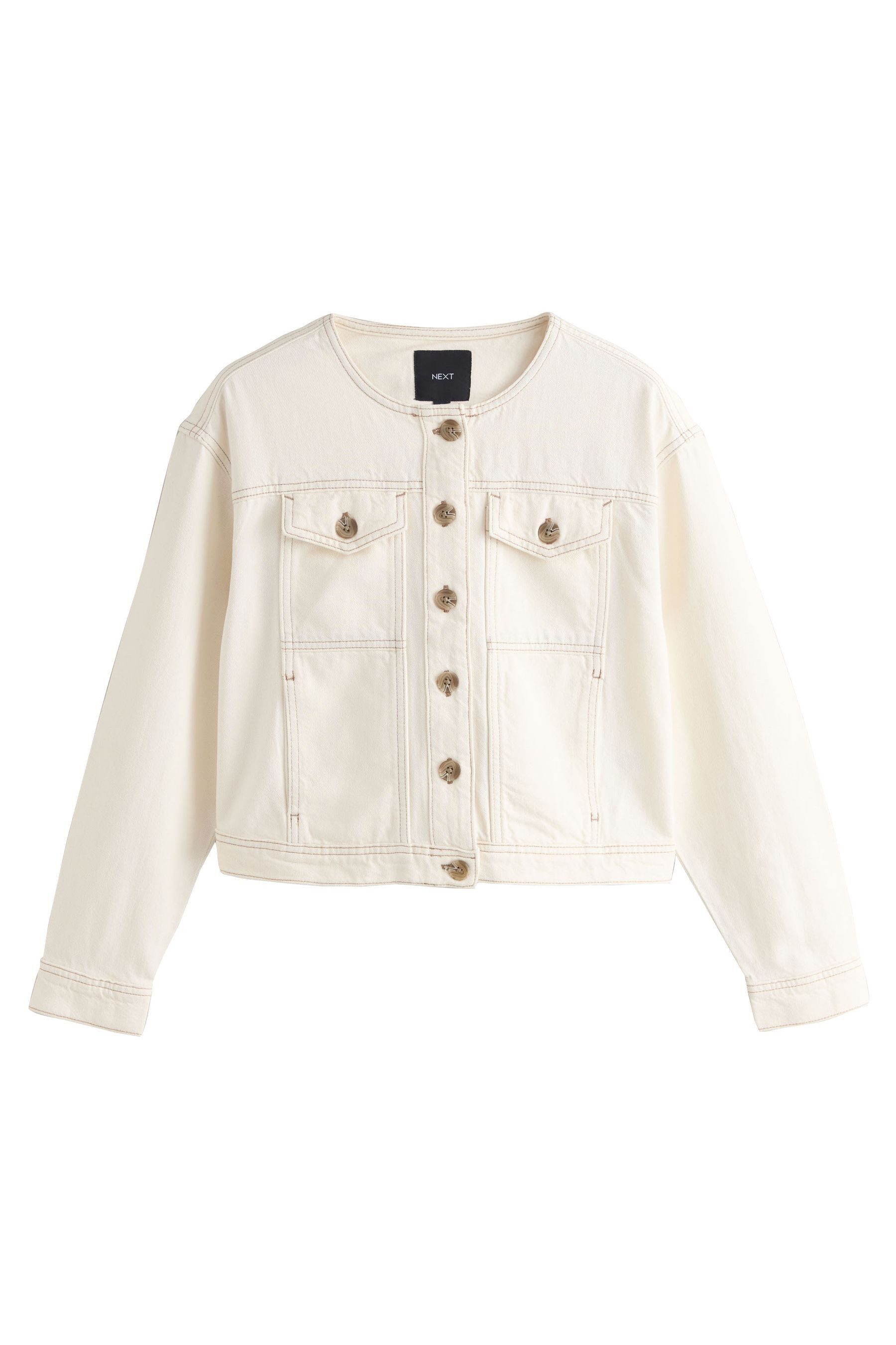 Next Jeansjacke Kragenlose Jeansjacke (1-St)