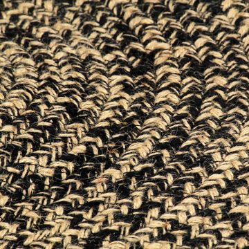 Teppich Handgefertigt Jute Schwarz und Natur 150 cm, furnicato, Runde