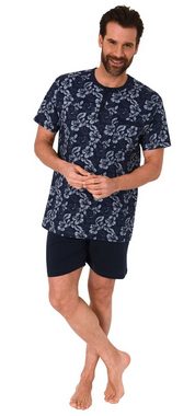 Normann Pyjama Herren Shorty Pyjama kurzarm Schlafanzug in Hawaiii-Hemden Optik